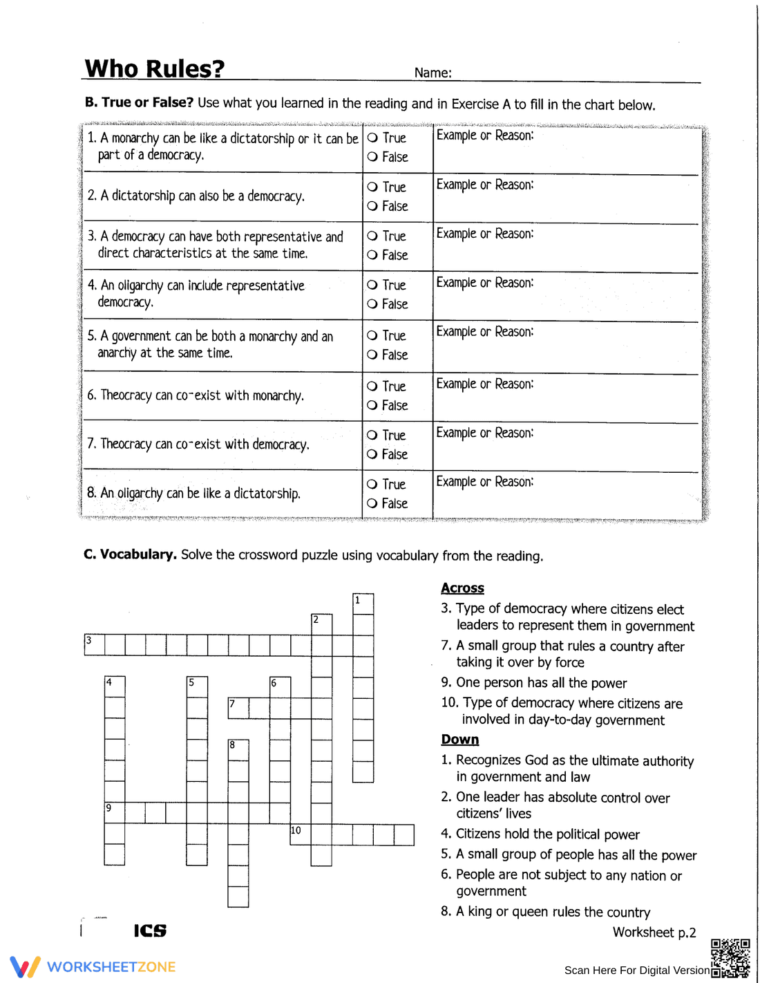 Who Rules Worksheet - Page 2