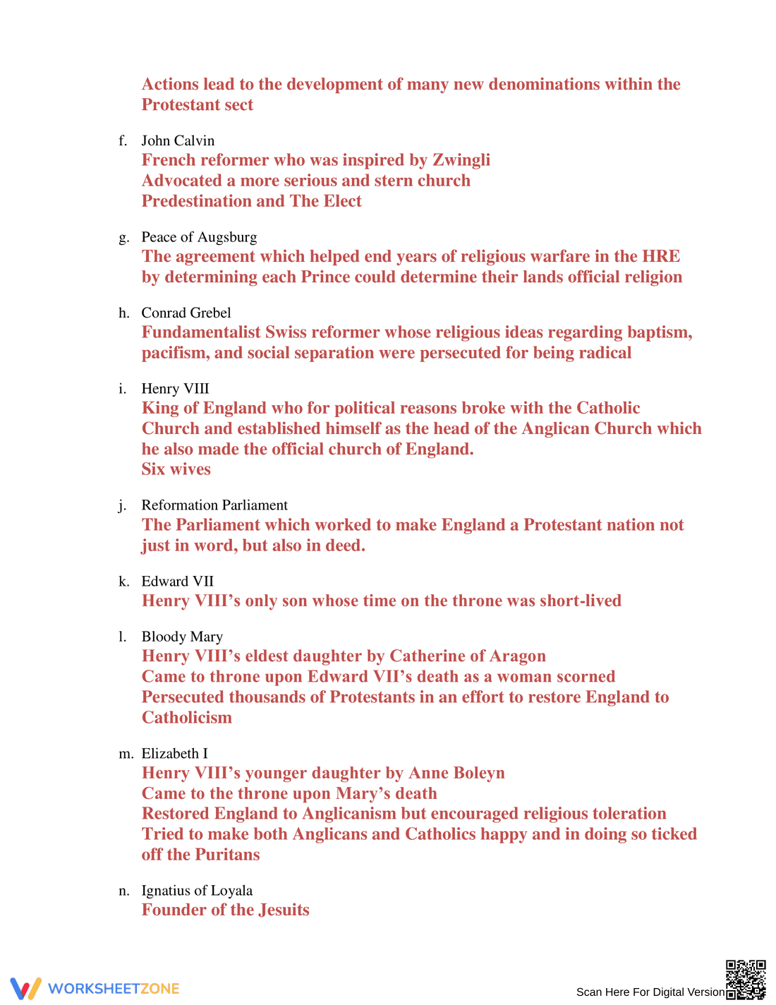 Renaissance & Reformation: A Reflection Worksheet - Page 6