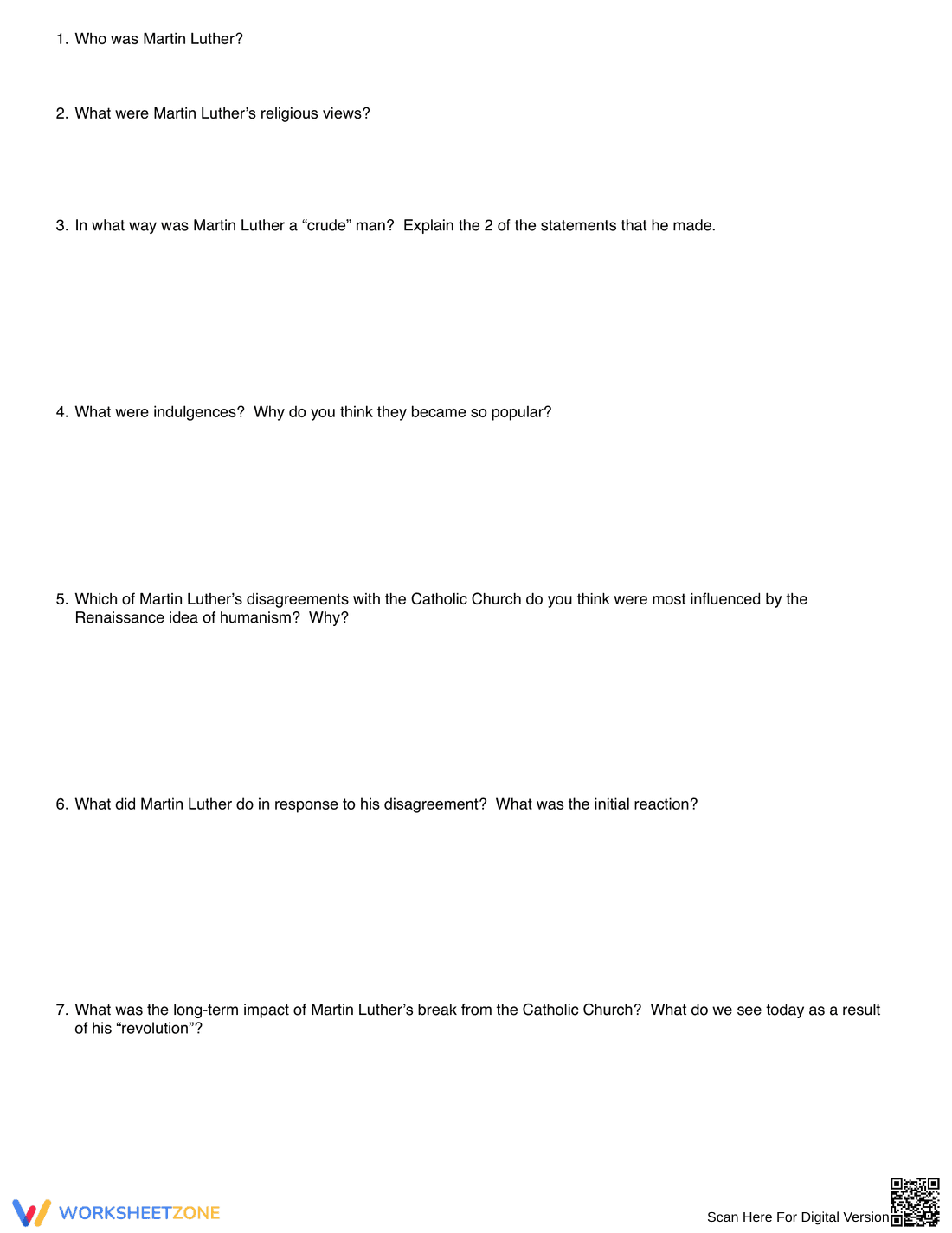 Reformation Worksheet: Exploring Historical Change - Page 2
