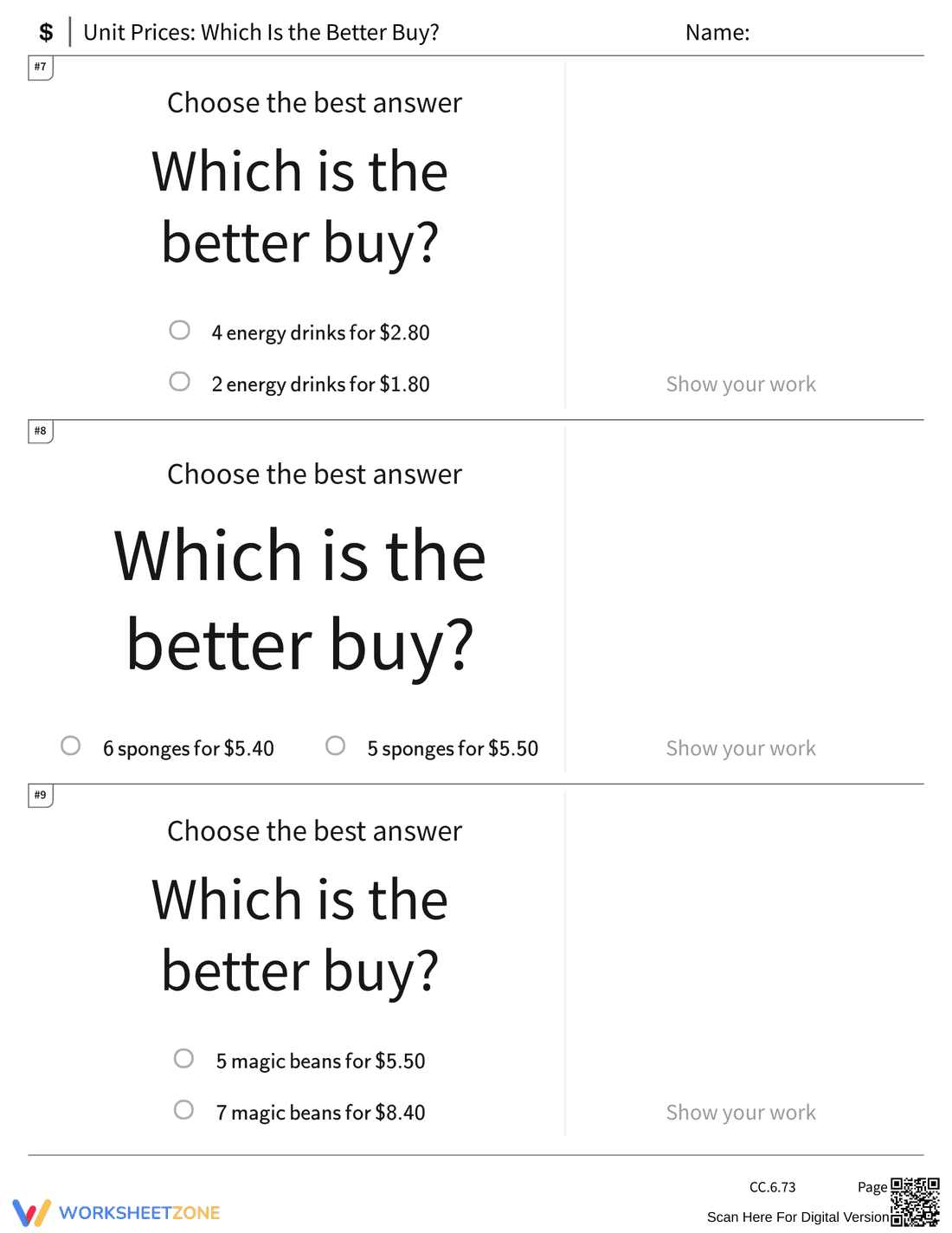 Which is the Better Buy? Worksheet - Page 3