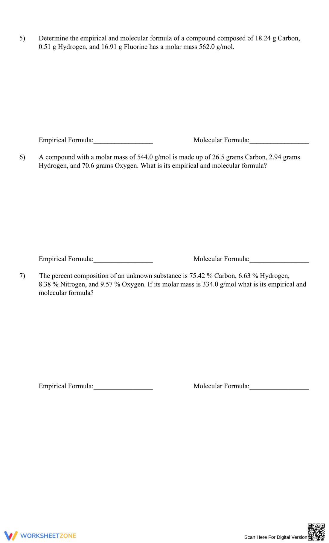 Solve Empirical Molecular Formula with this Practice Sheet - Page 2