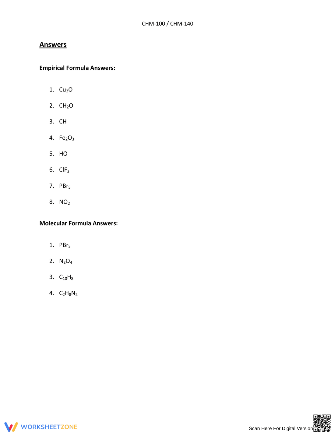 Worksheet: Empirical and Molecular Formula Practice - Page 2