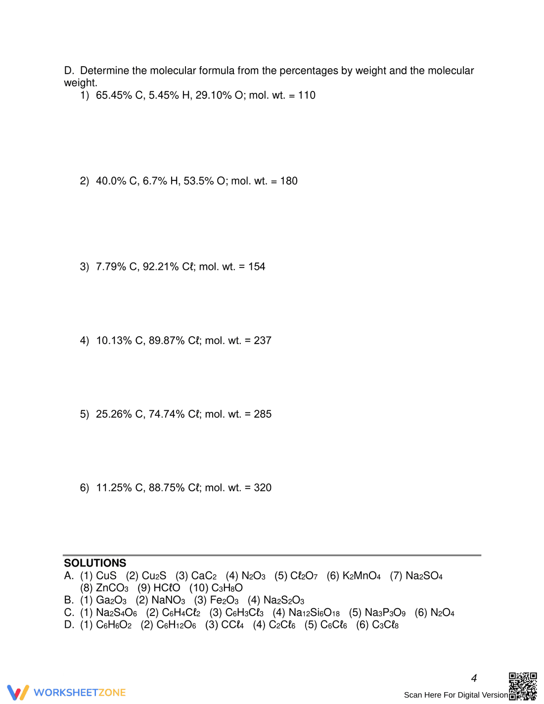 Worksheet to Update Skills on Empirical Formulas - Page 4