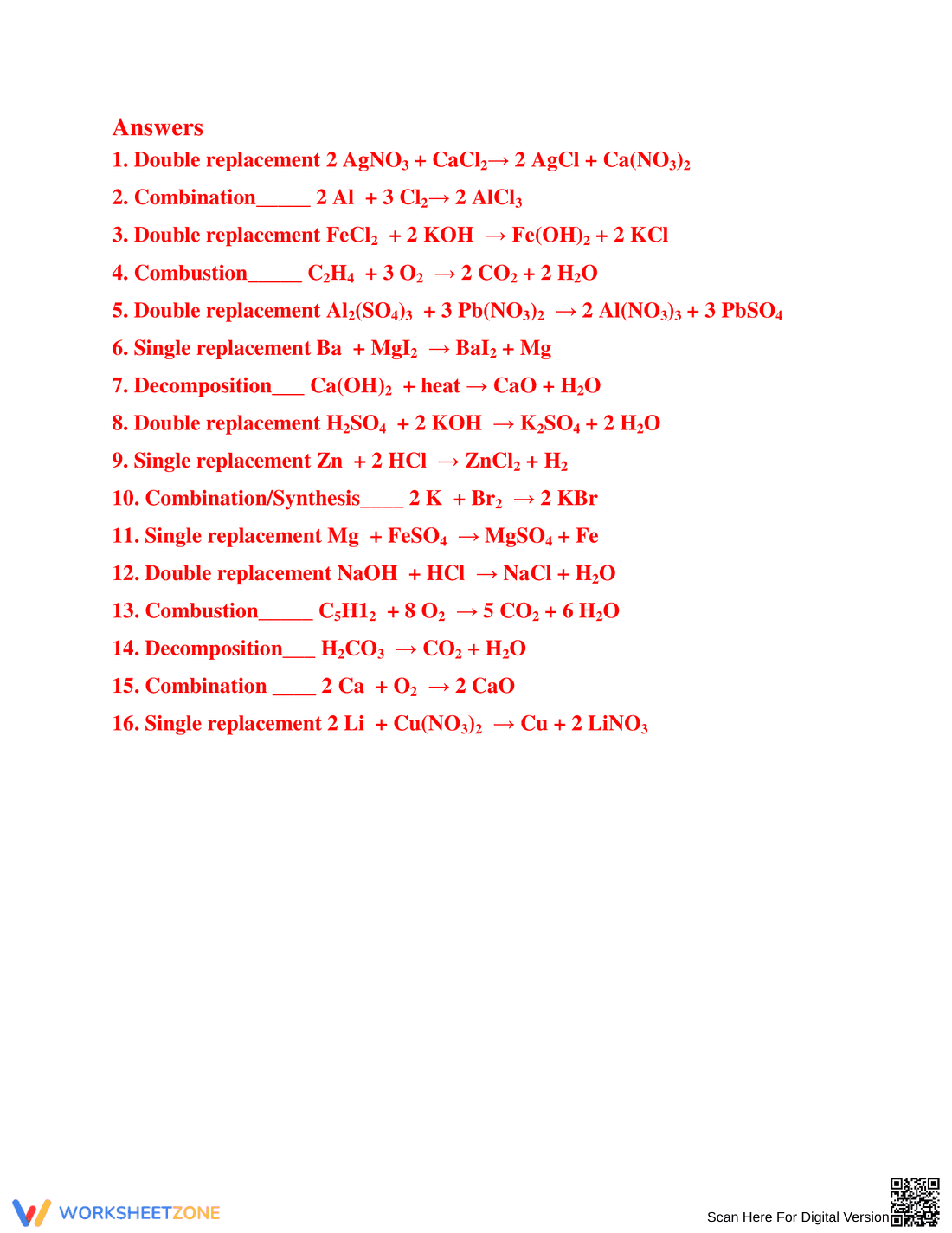 Predicting Chemical Reactions Products Worksheet - Page 2