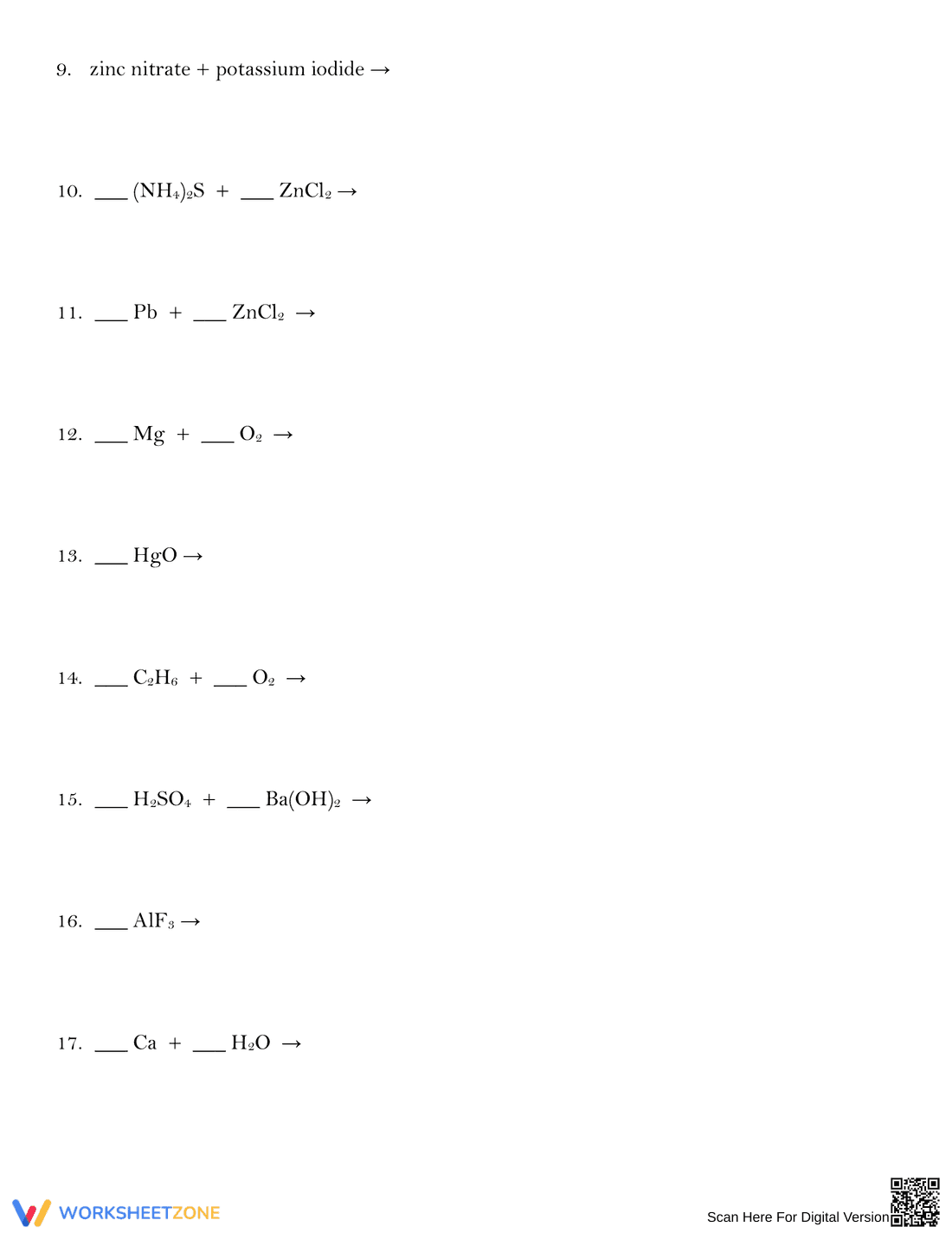 Predict Products of Chemical Reactions Worksheet - Page 2