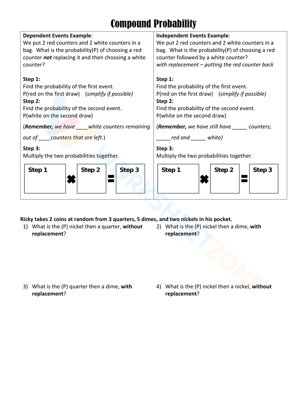 Updated Compound Probabilities Worksheet for Math - Page 2