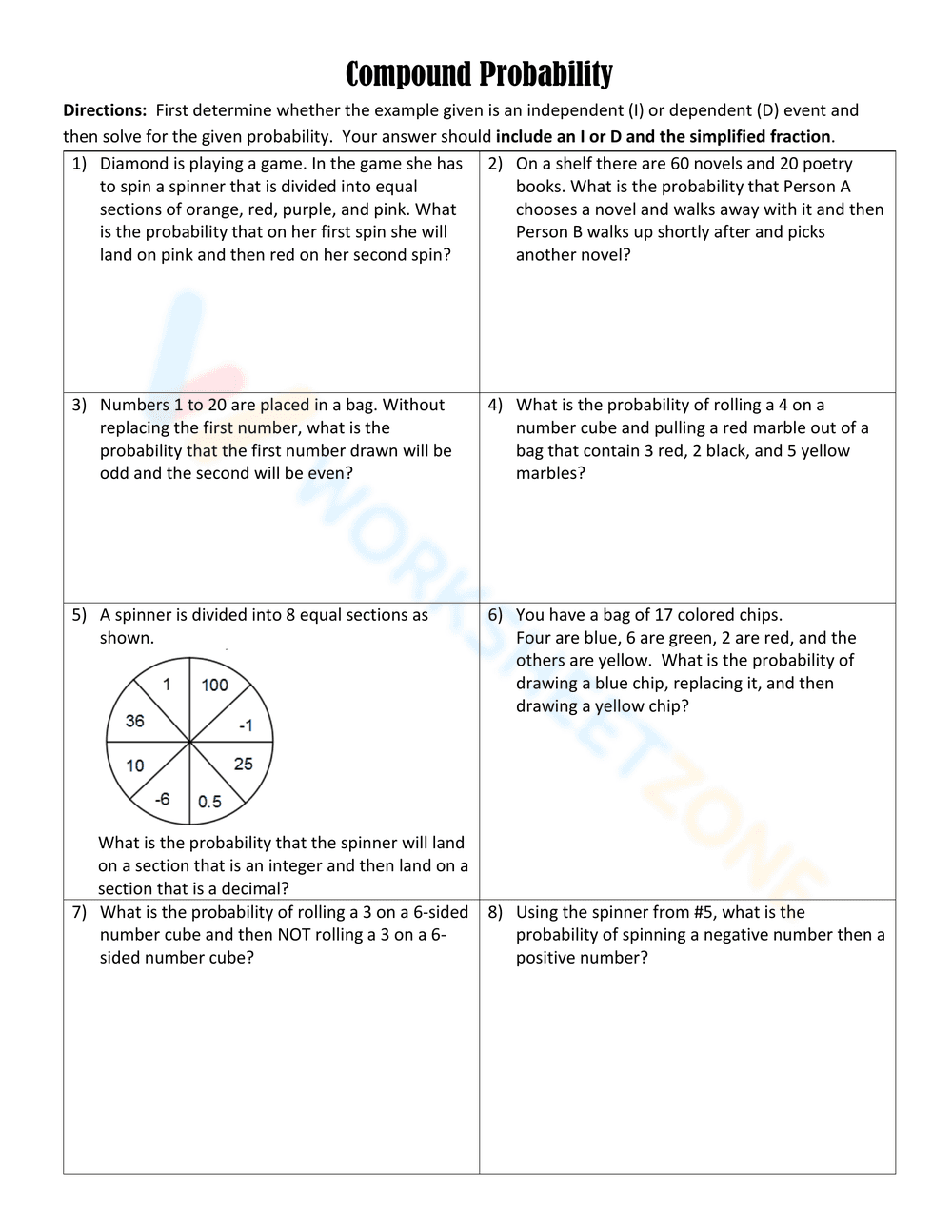 Updated Compound Probabilities Worksheet for Math - Page 4