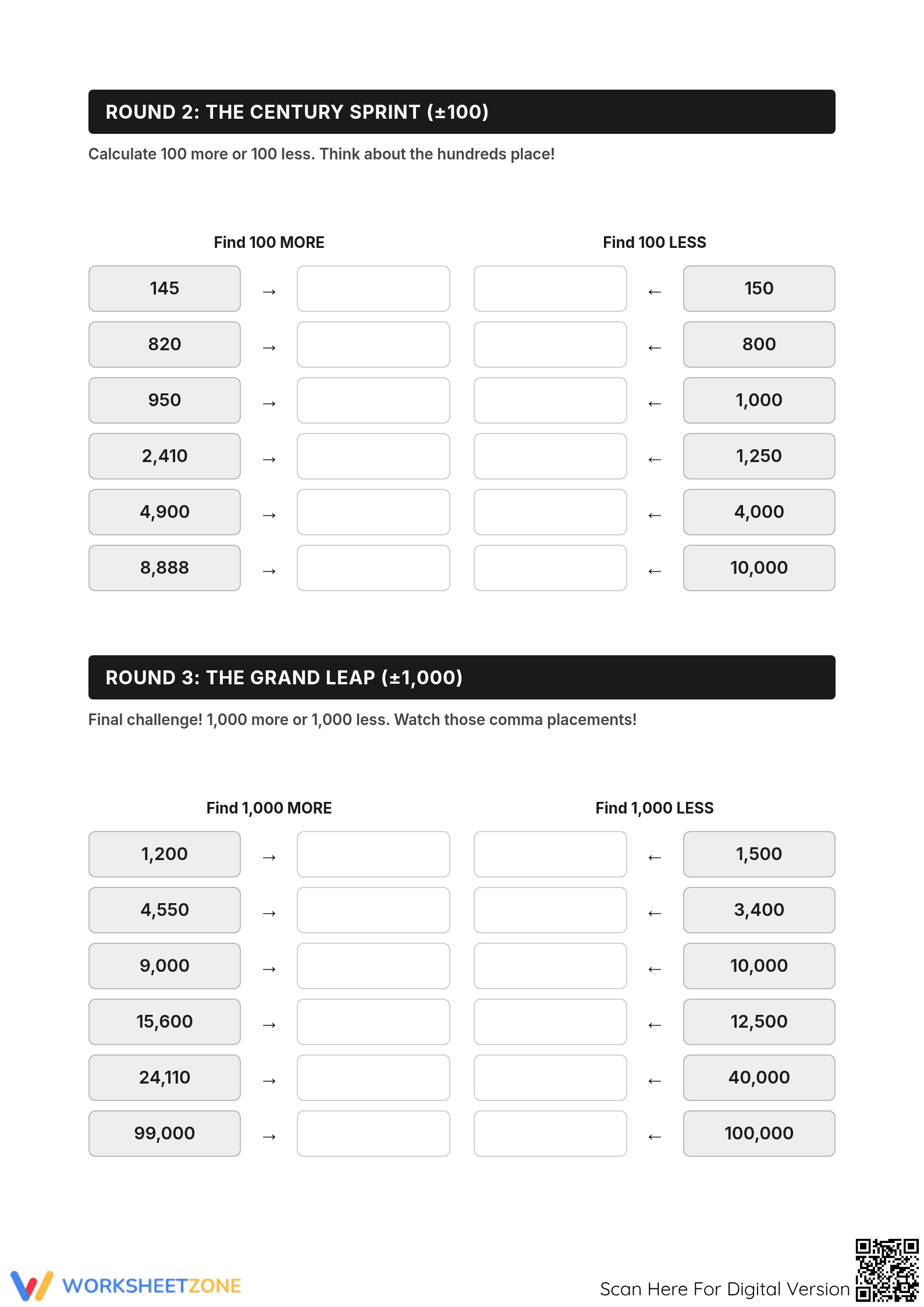 Practice 10 More 10 Less Counting - Page 2