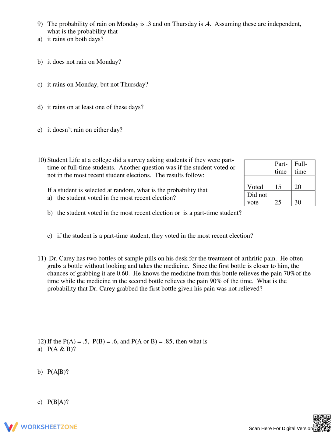 Comprehensive Probability Review Worksheet - Page 3