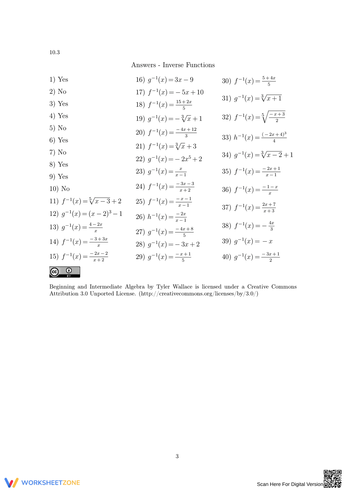 Practice Inverse Functions: Comprehensive Exercises - Page 3
