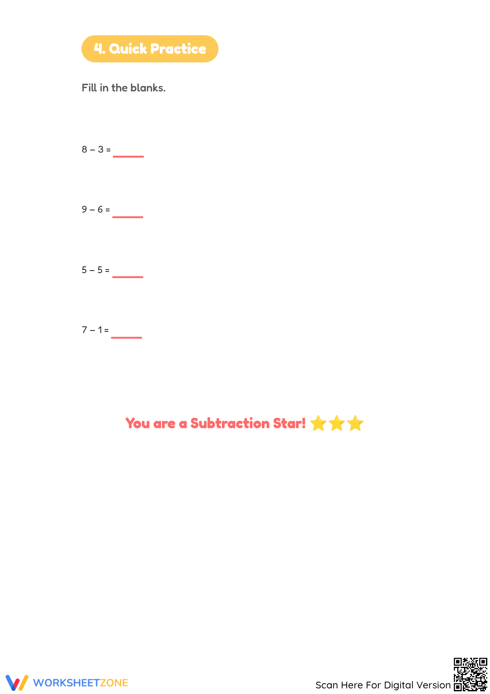 Printable Subtraction within 10 Worksheet | Grade 1 Math - Page 3