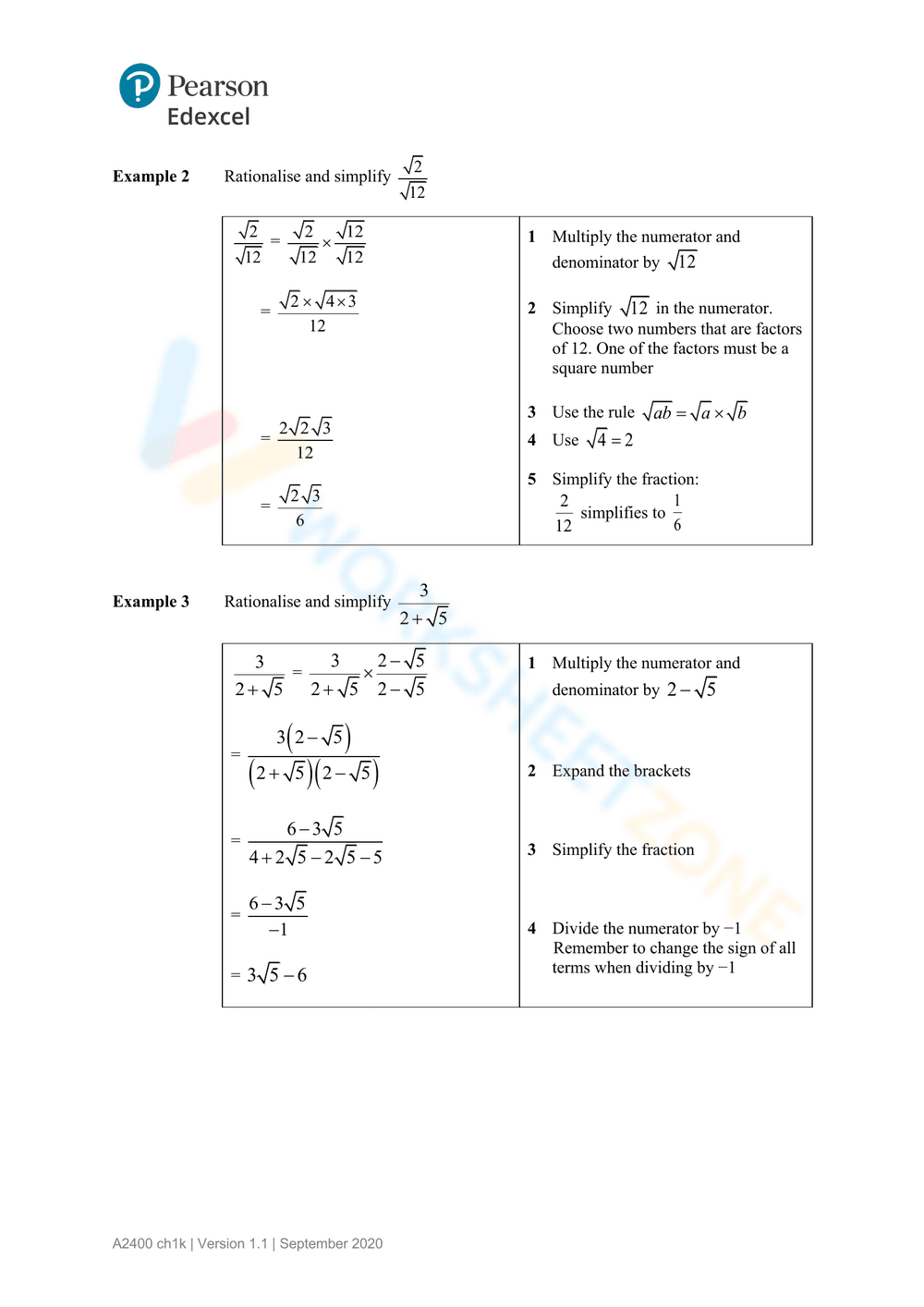 Practice Rationalizing the Denominator - Page 2