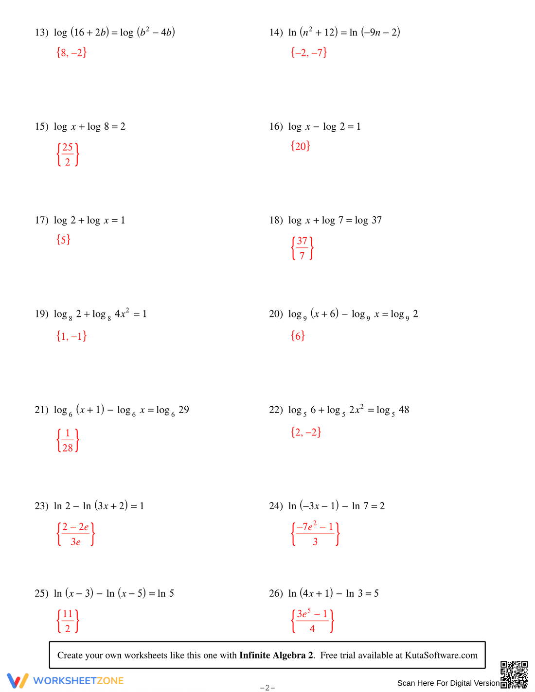Solve Logarithmic Equations - Page 4