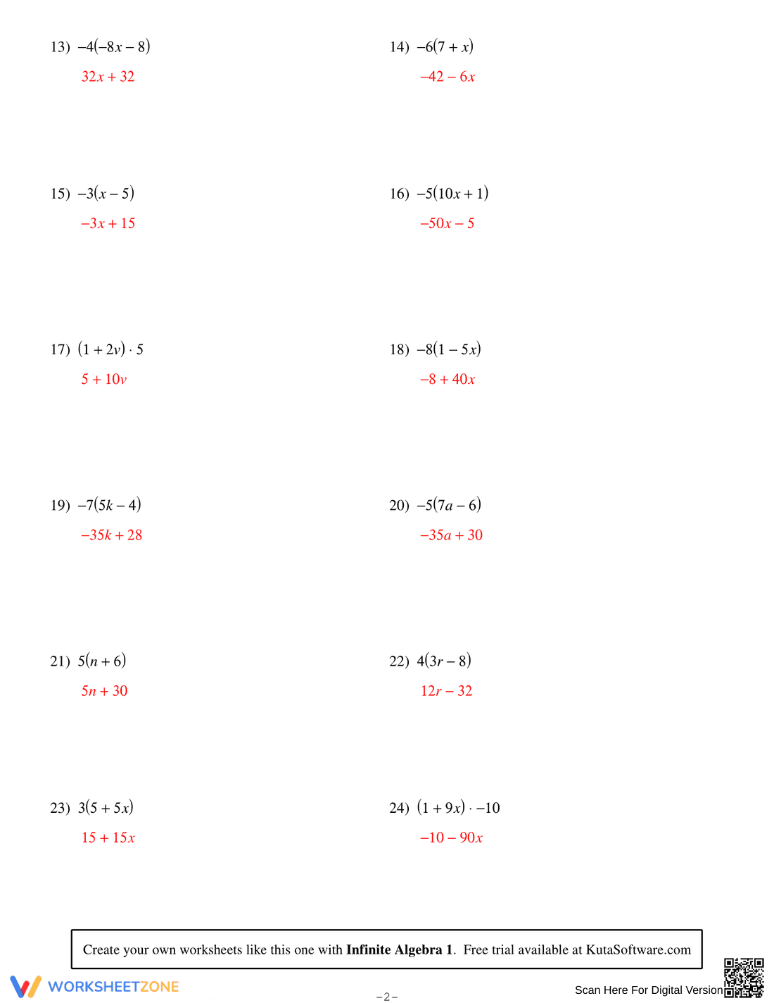 Using the Distributive Property: Worksheet - Page 4