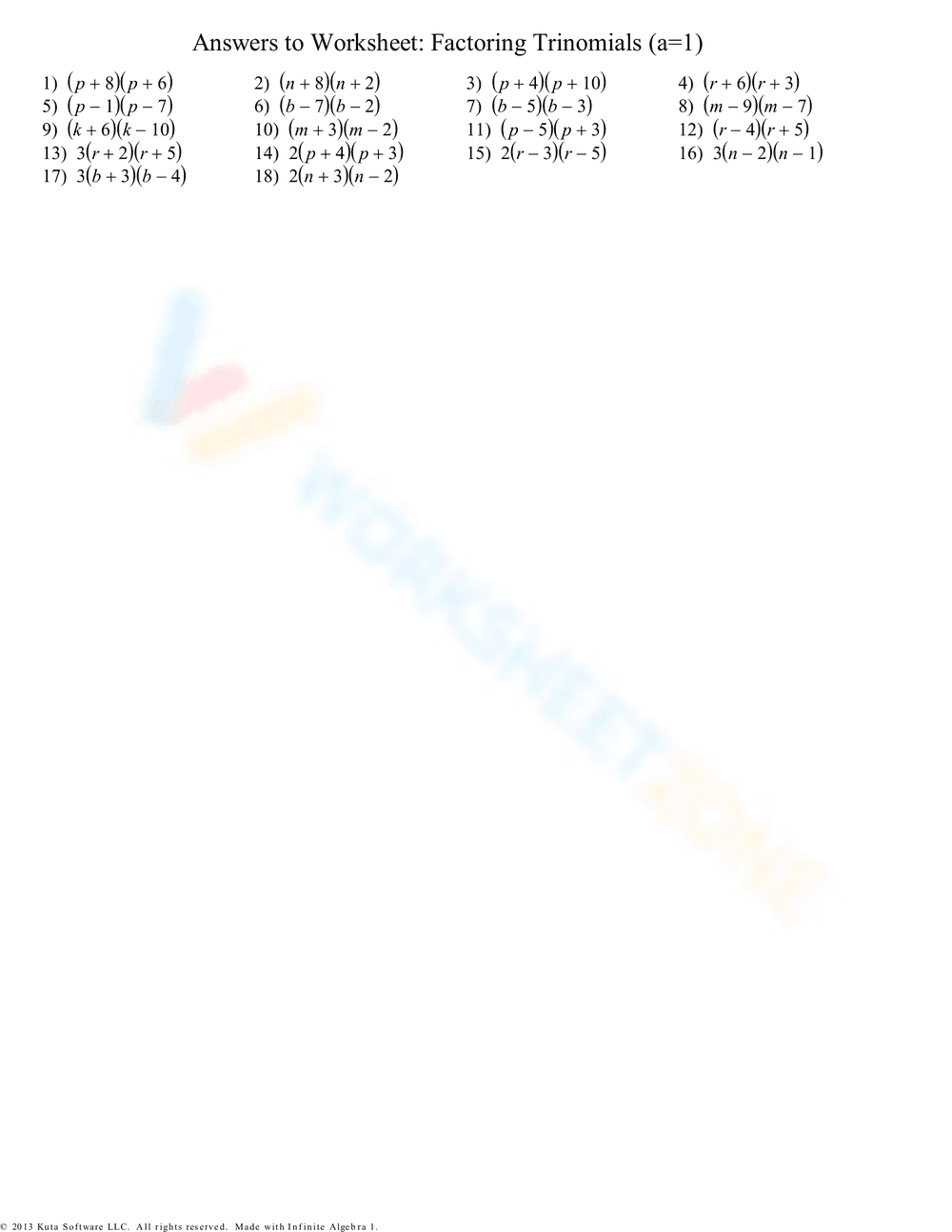 Factoring Trinomials: Practice and Master - Page 2