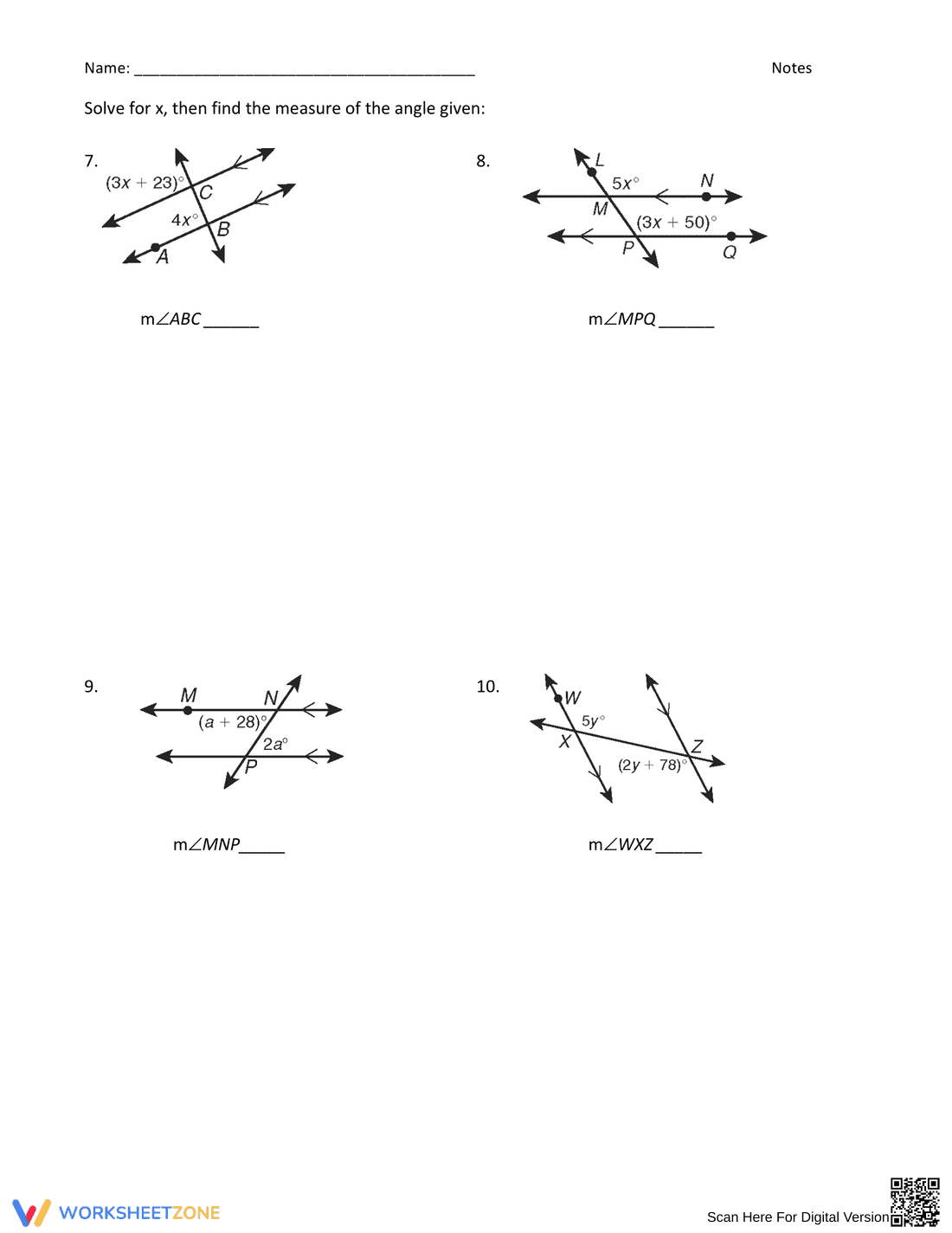 Transversals and Parallel Lines - Page 3