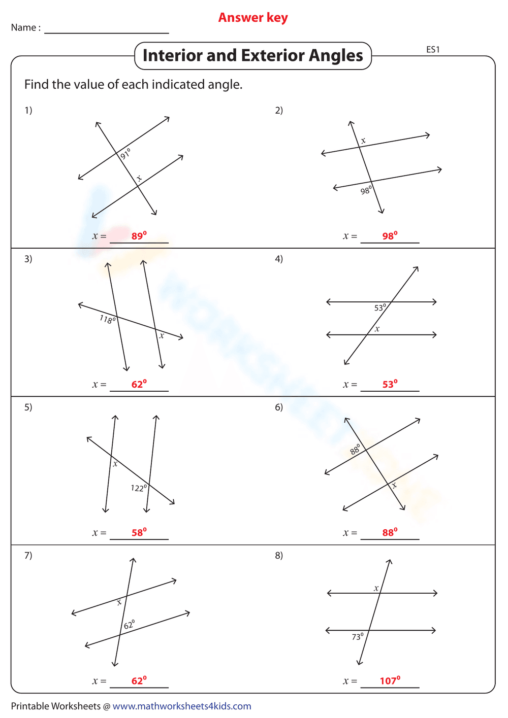 Interior and Exterior Angles Practice - Page 2