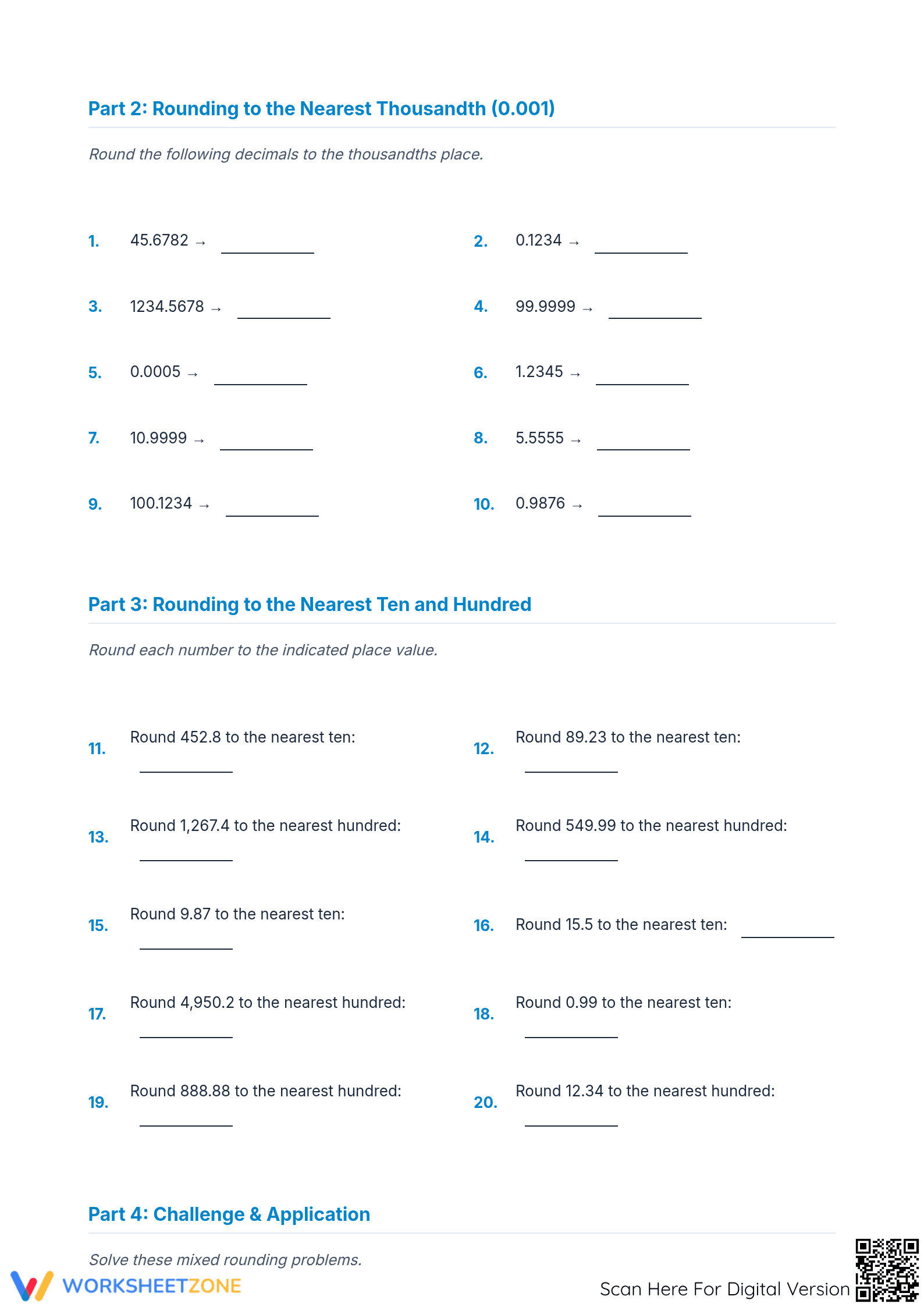 Essential Rounding Decimals Worksheet | Grade 7-9 Math - Page 2