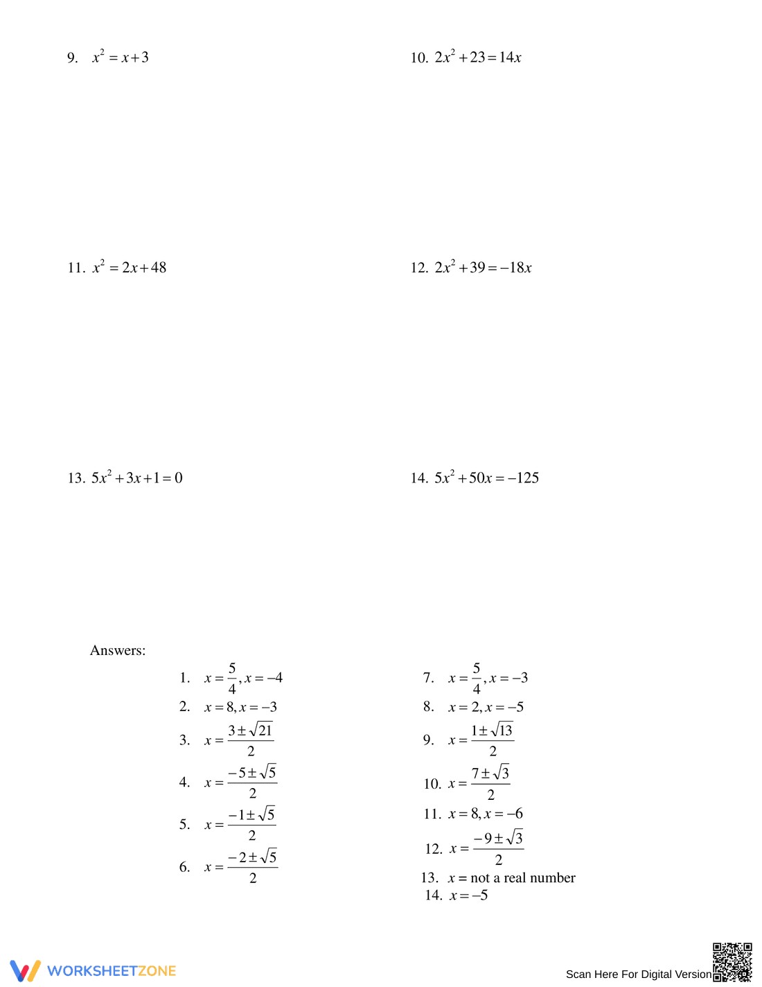 Solve with the Quadratic Formula - Page 2