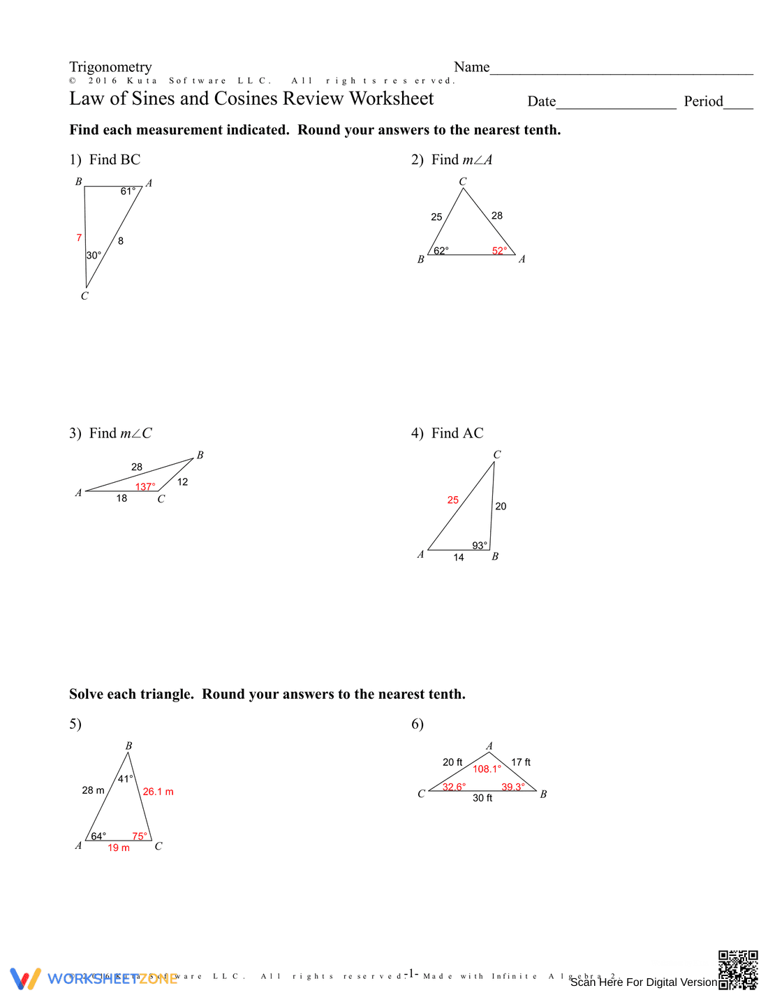 Law of Sines and Cosines Review - Page 3
