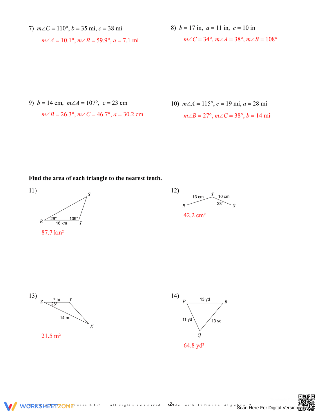 Law of Sines and Cosines Review - Page 4
