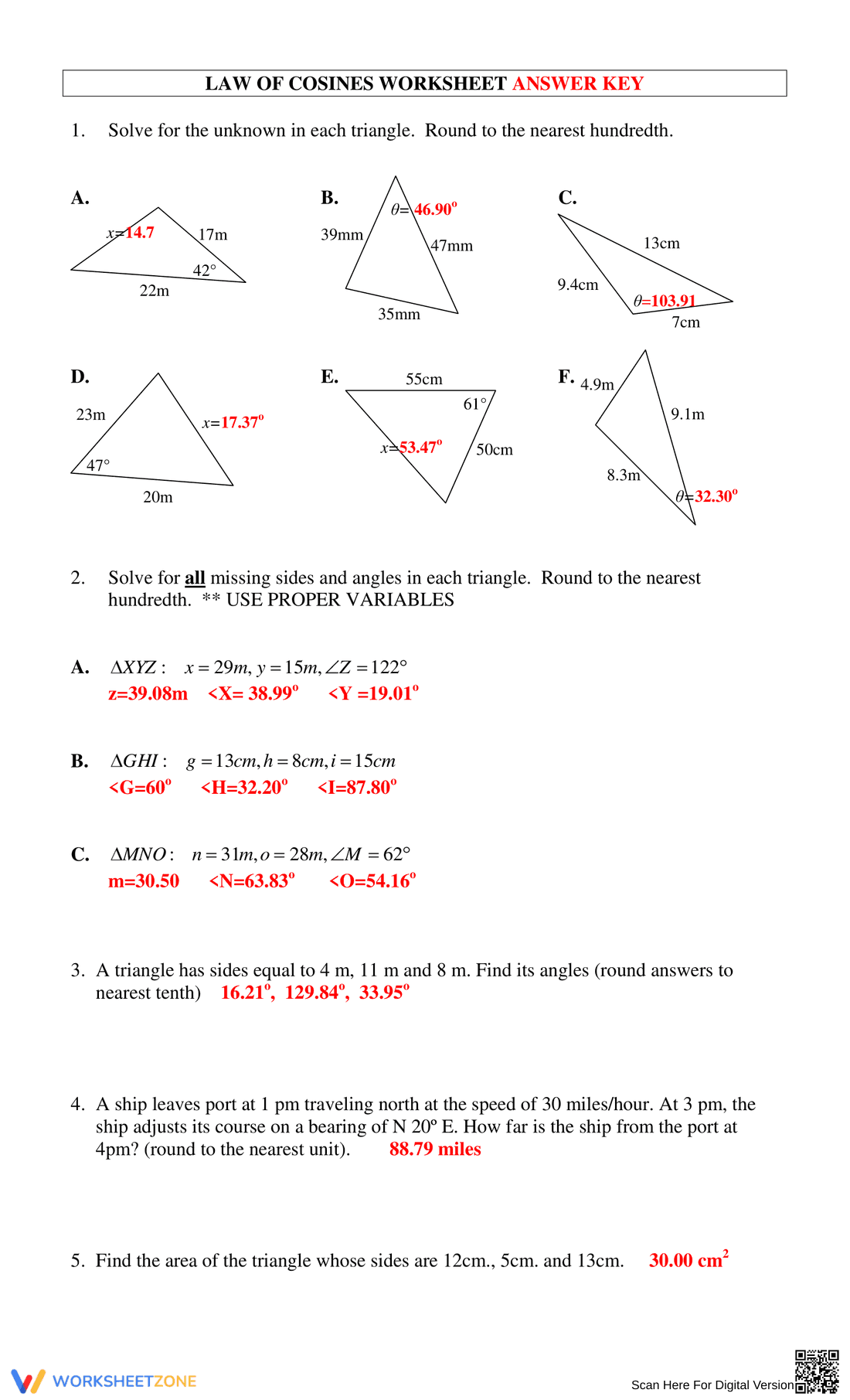Applying the Law of Cosines - Page 2