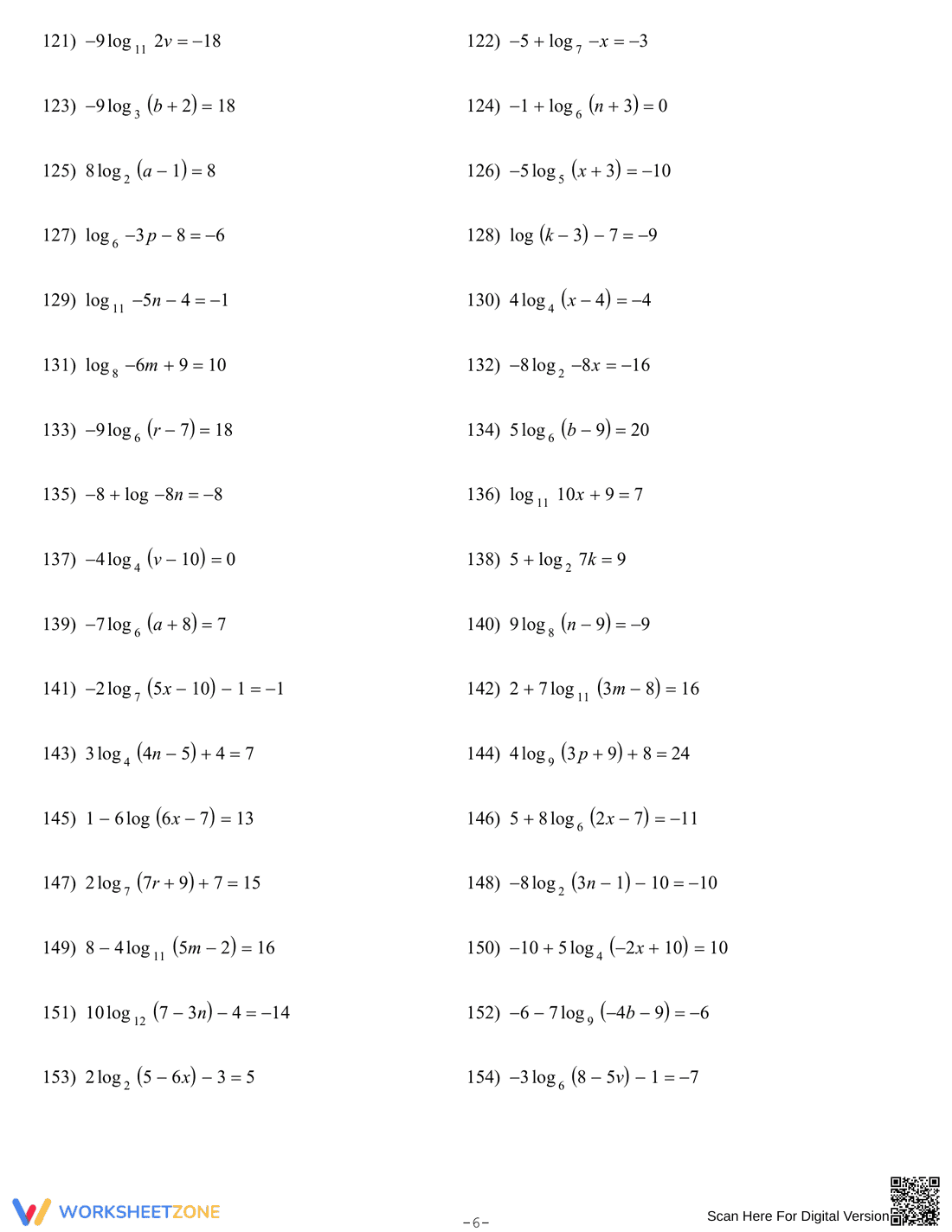 Logarithms: Expand, Condense, Solve - Page 6