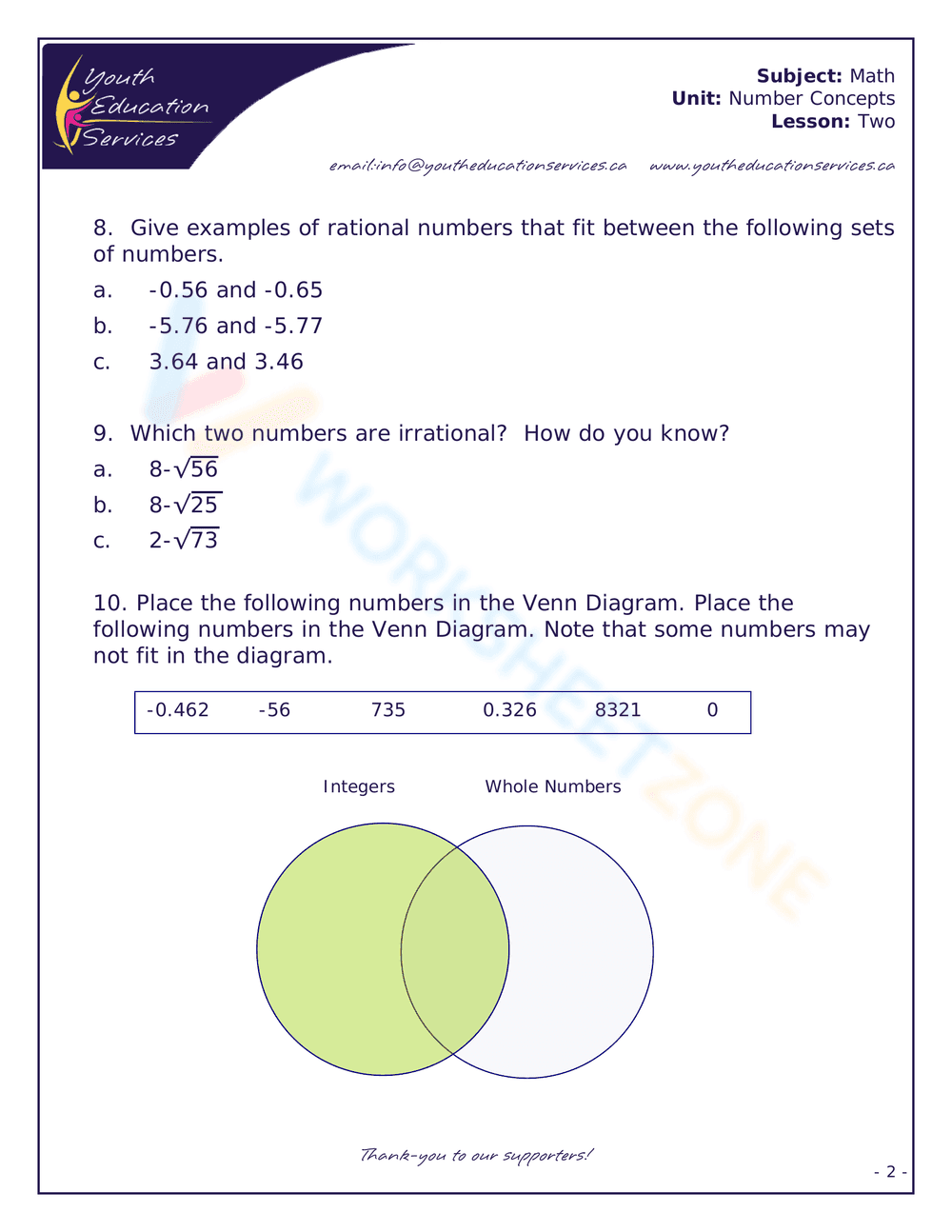 Explore the Rational Number System - Page 2