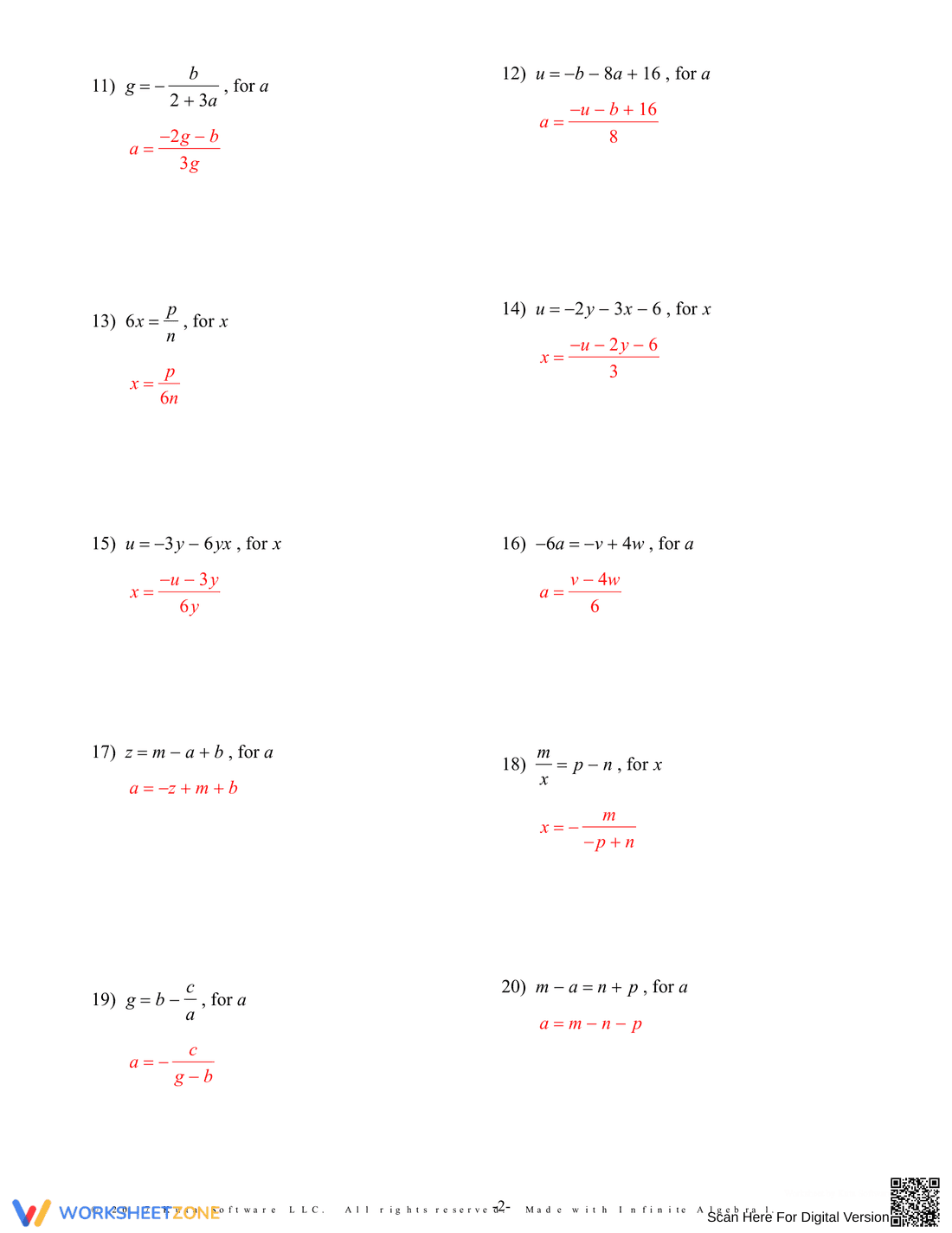 Literal Equations Practice - Page 4
