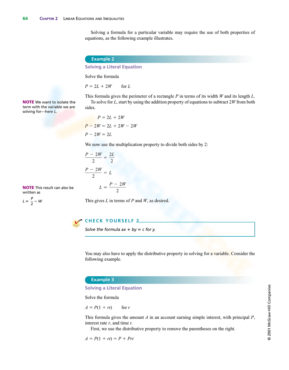 Solving Literal Equations and Formulas - Page 2