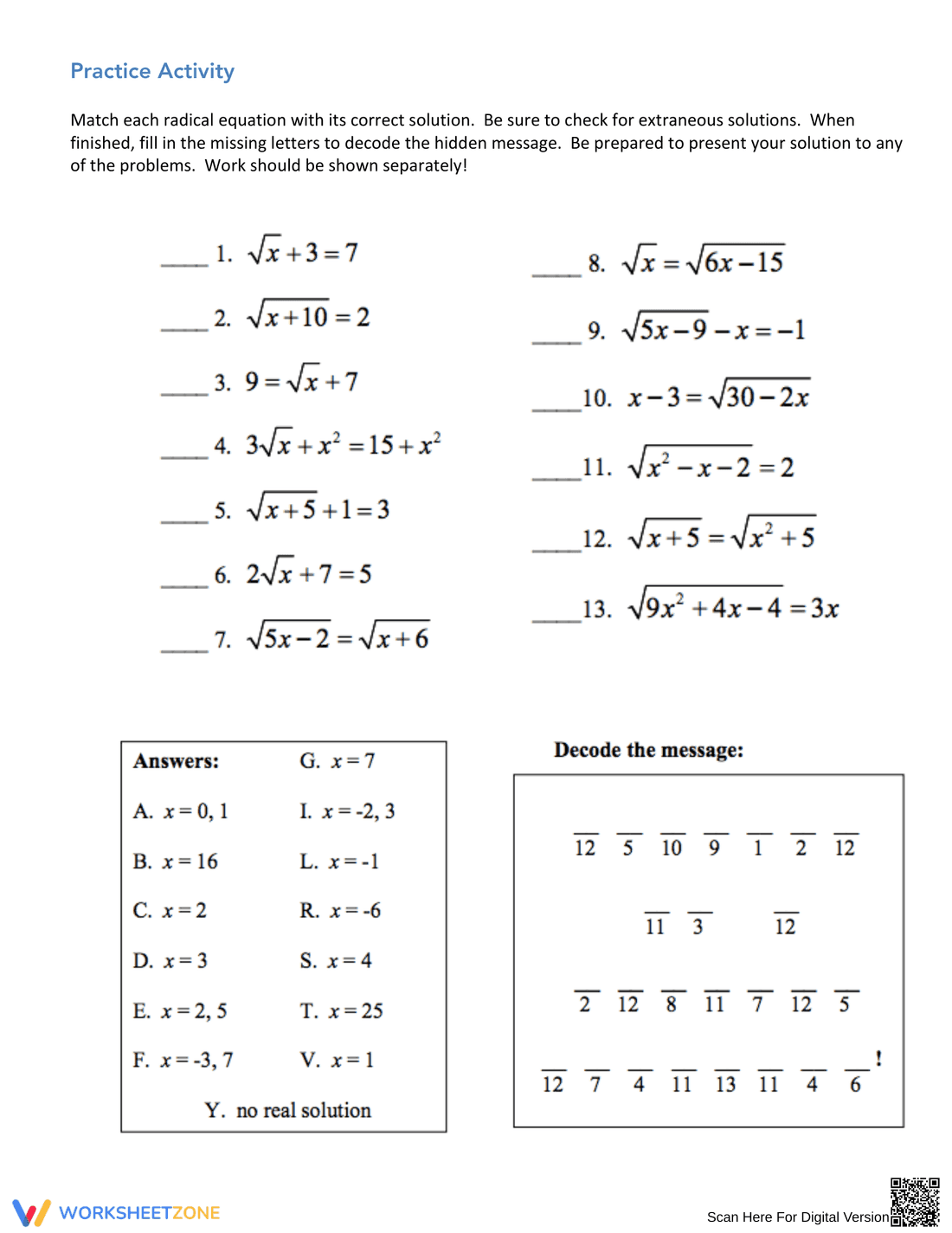 Solving Radical Equations - Page 2