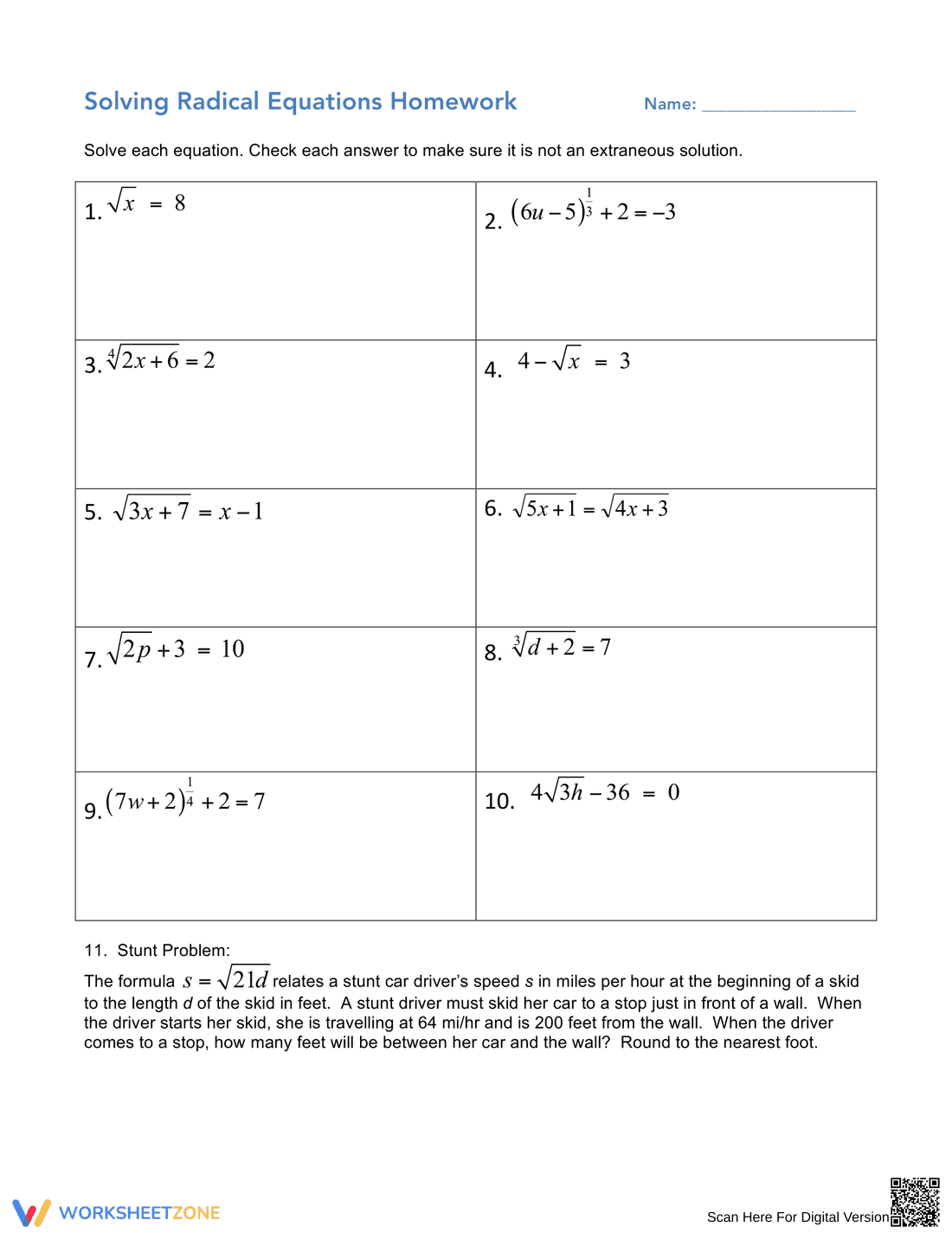 Solving Radical Equations - Page 3