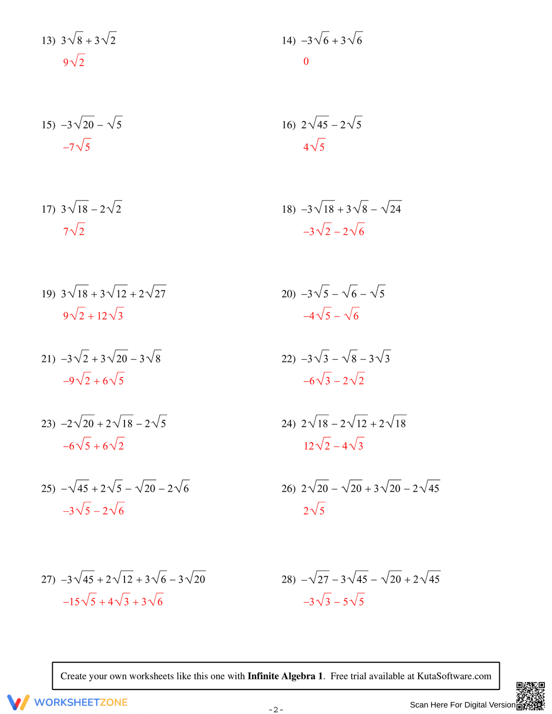 Add/Subtract Radical Expressions - Page 4