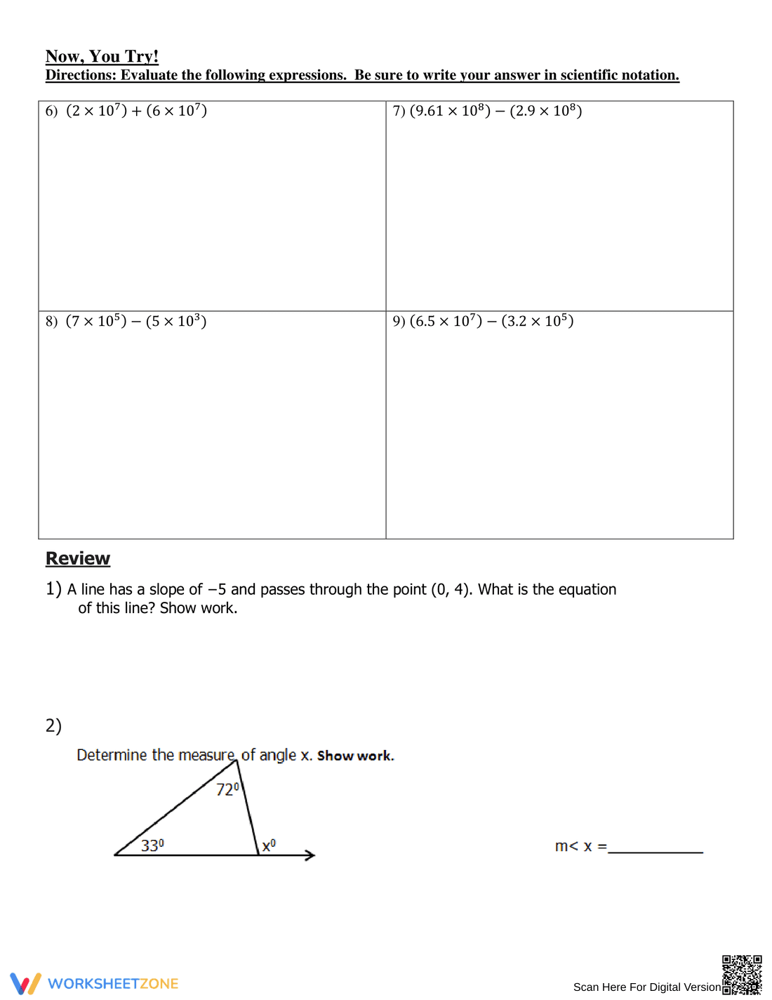 Adding and Subtracting Scientific Notation Worksheet - Page 3