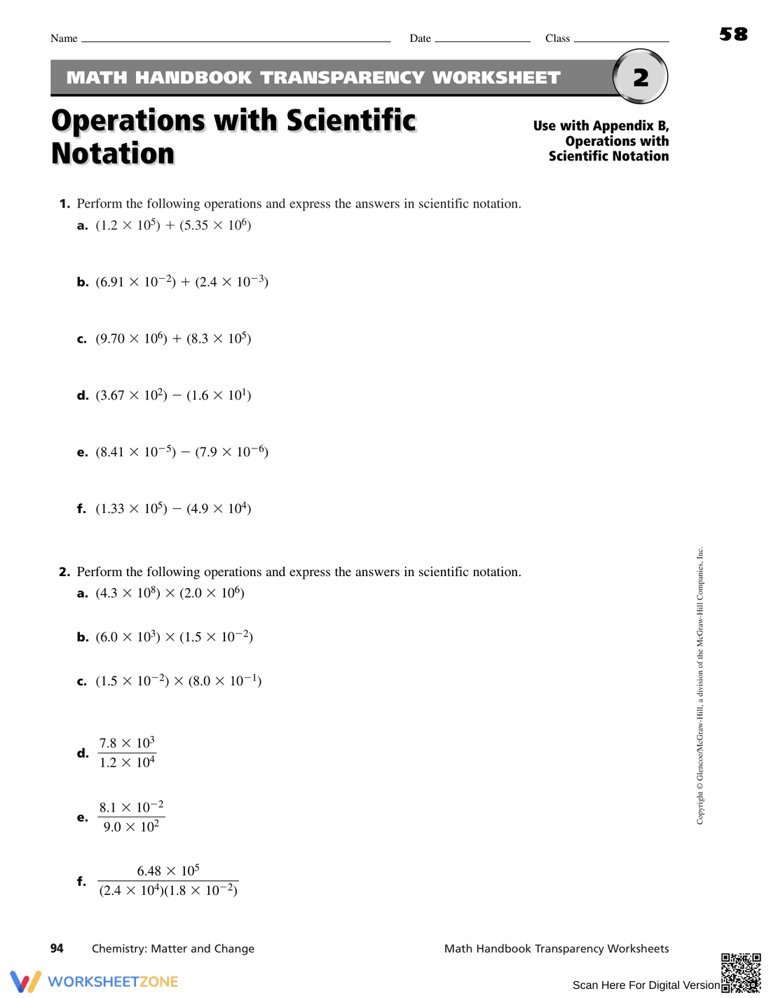 Operations with Scientific Notation Practice - Page 2