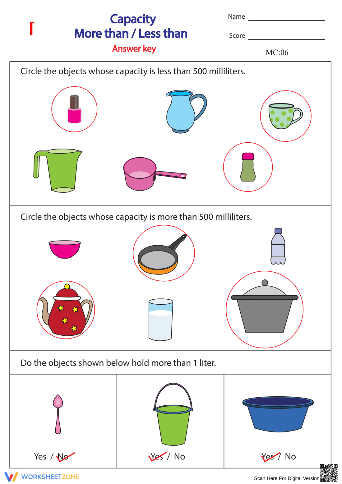 Measure: More Than and Less Than Worksheet - Page 2