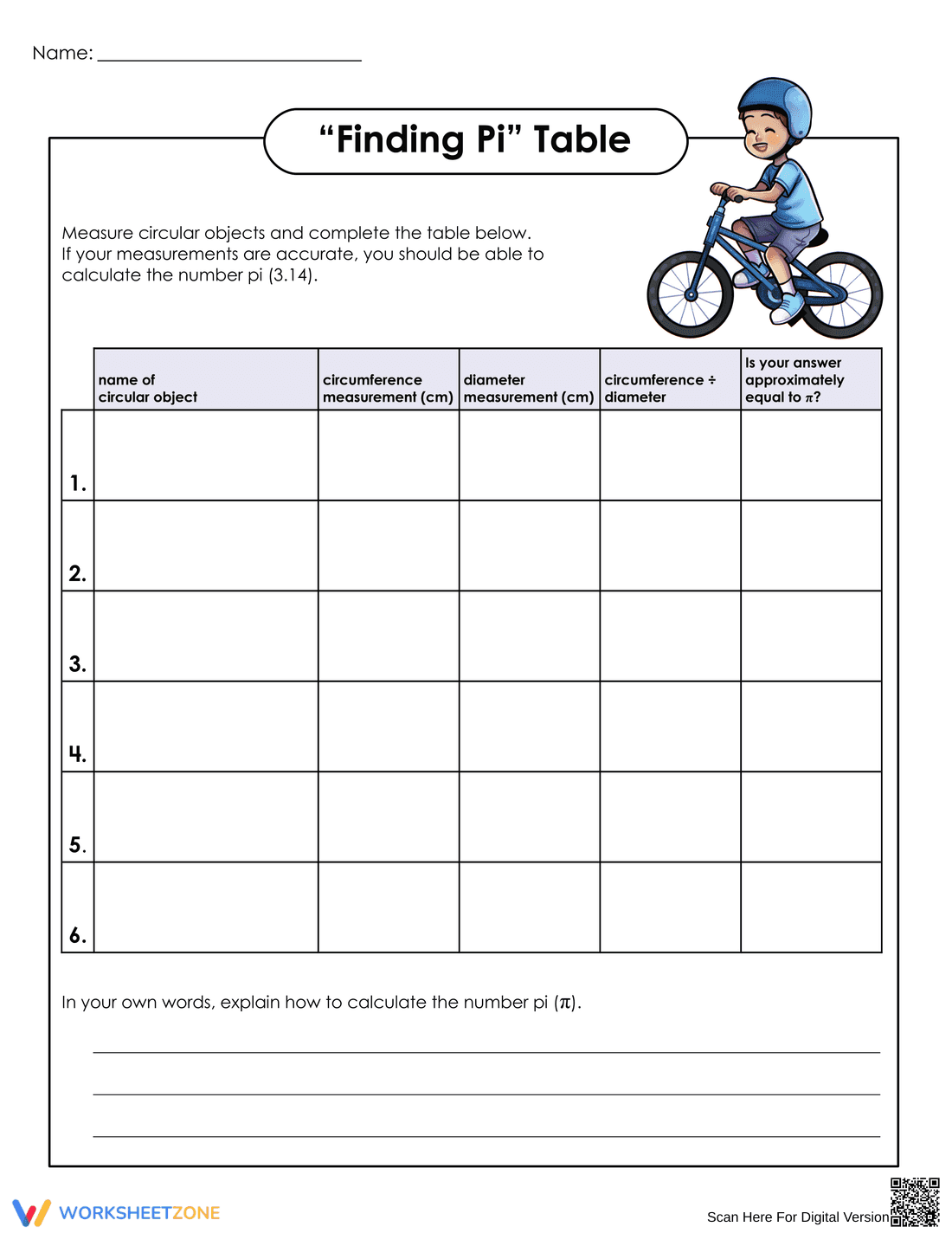 Finding Pi Worksheet - Page 2