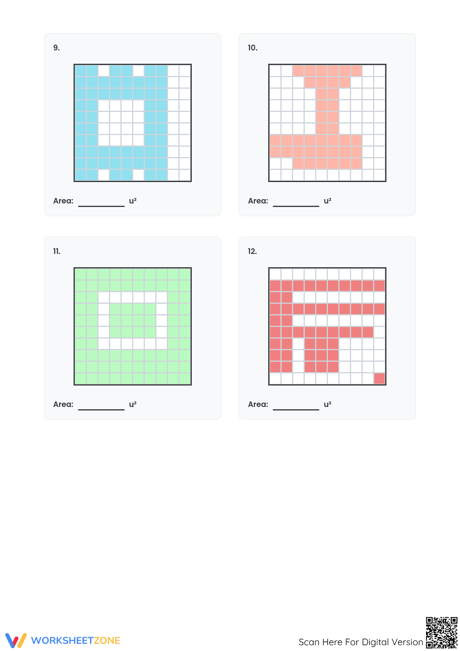 Printable Area with Shaded Blocks Worksheet | Grade 7-8 Math - Page 3