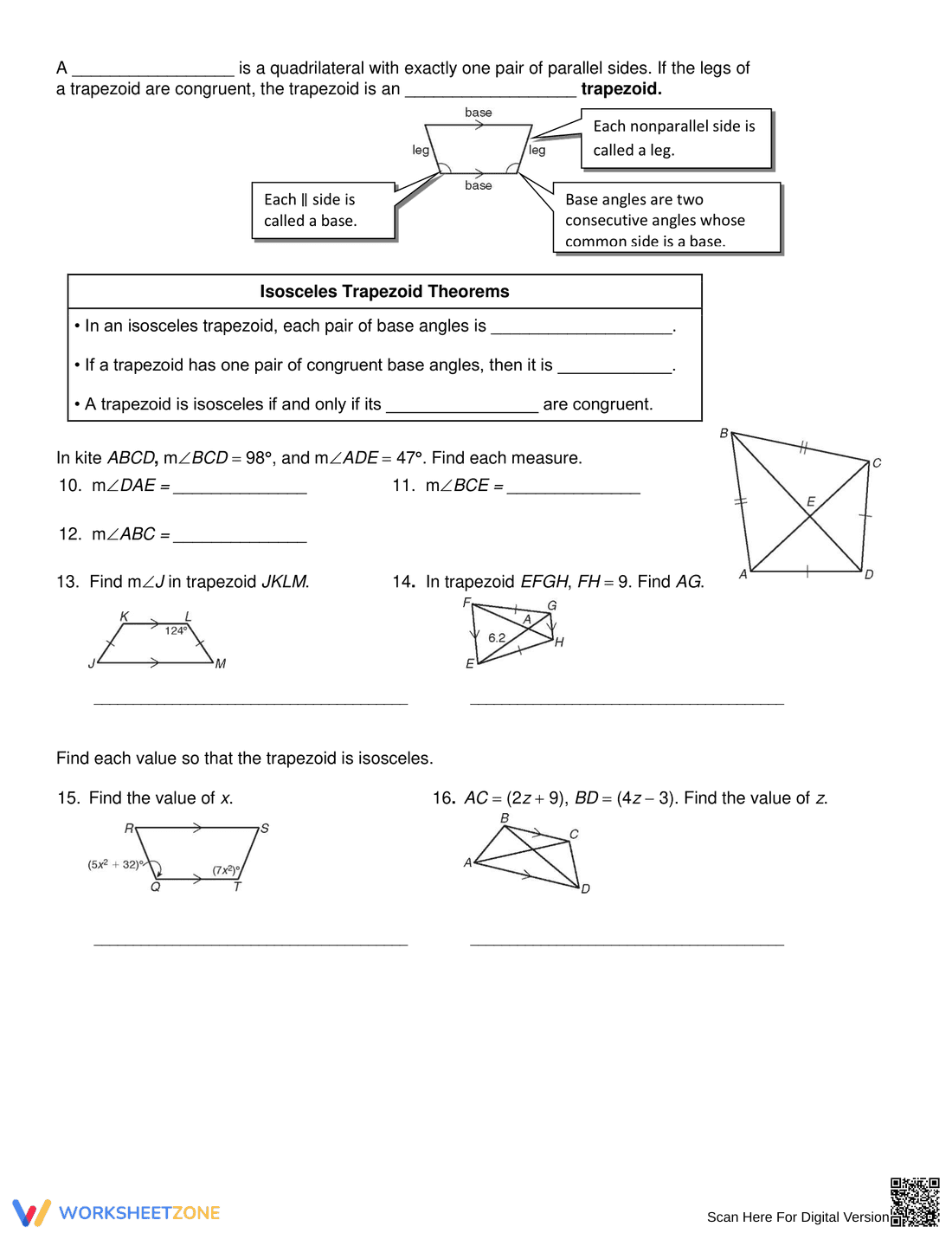 Properties of Kites and Trapezoids - Page 2