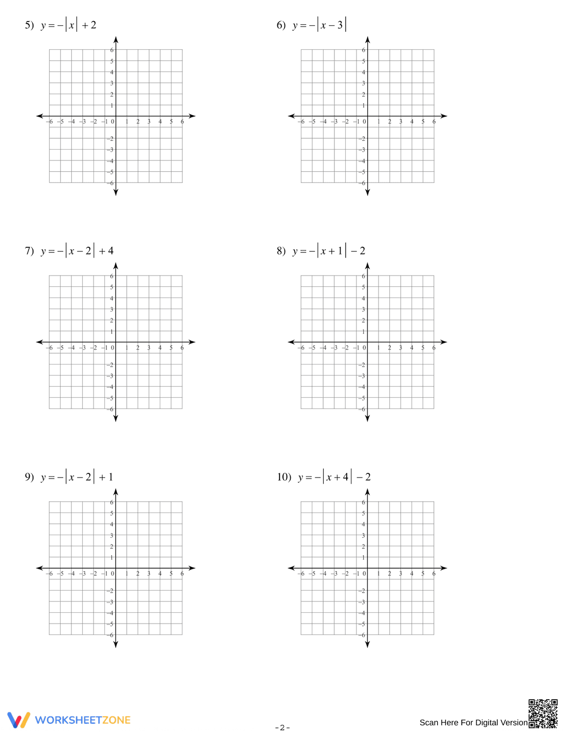 Graphing Absolute Value Functions Practice - Page 2