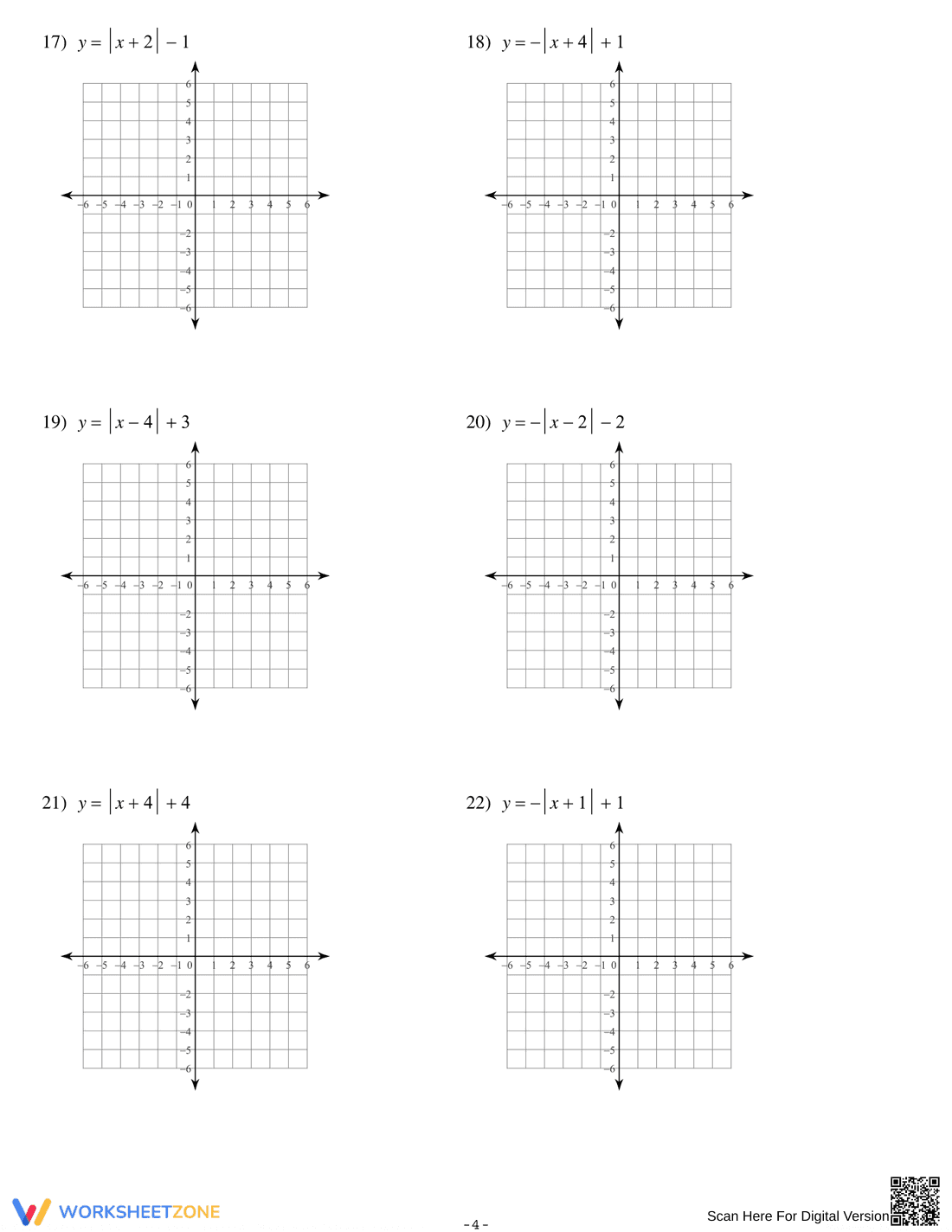 Graphing Absolute Value Functions Practice - Page 4