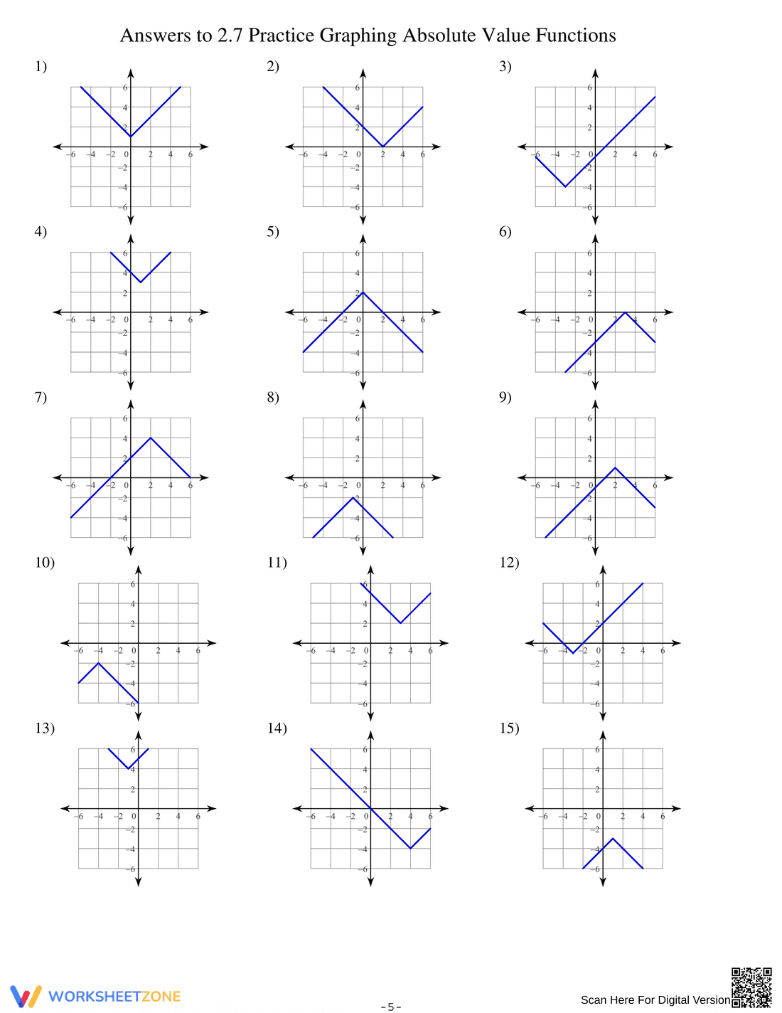 Graphing Absolute Value Functions Practice - Page 5