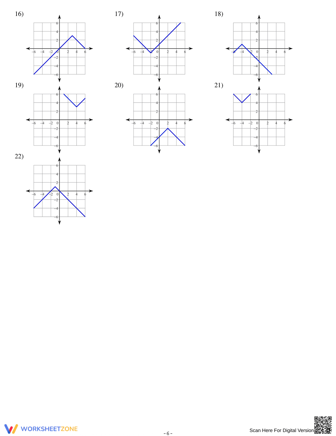 Graphing Absolute Value Functions Practice - Page 6
