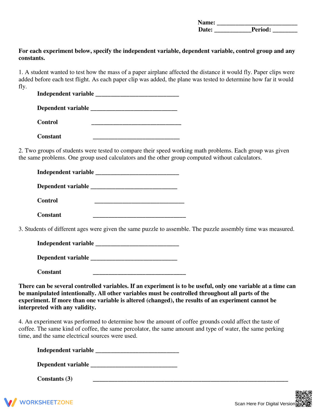 Identify Variables in Experiments - Page 2