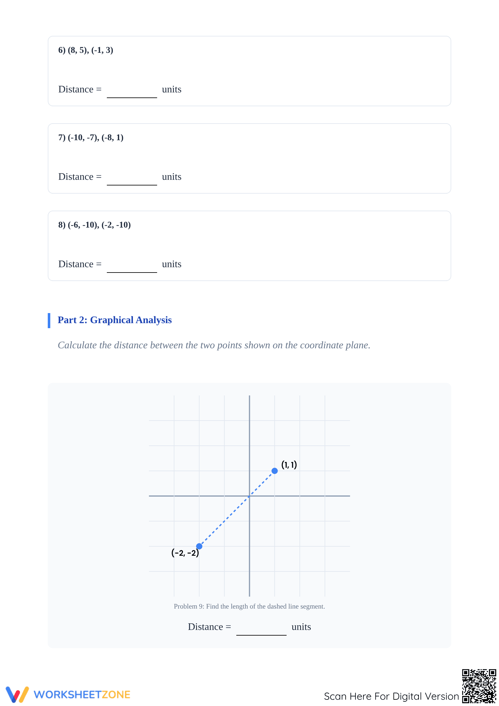 Essential Distance Formula Worksheet | Grade 8 Math - Page 2