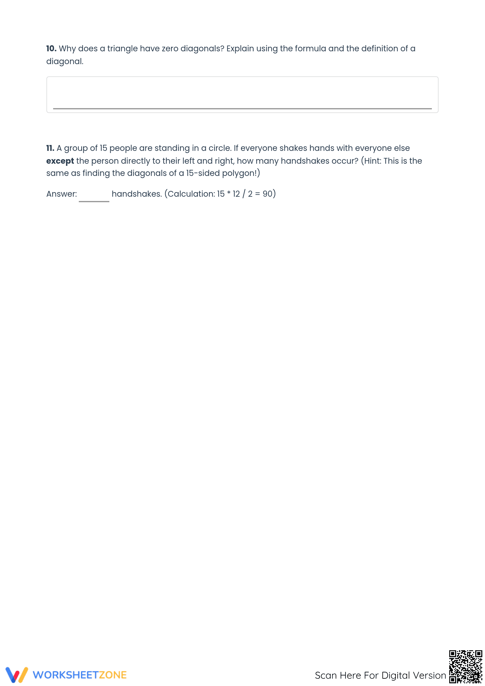 Essential Diagonal of a Polygon Formula Worksheet | Grade 7 - Page 3