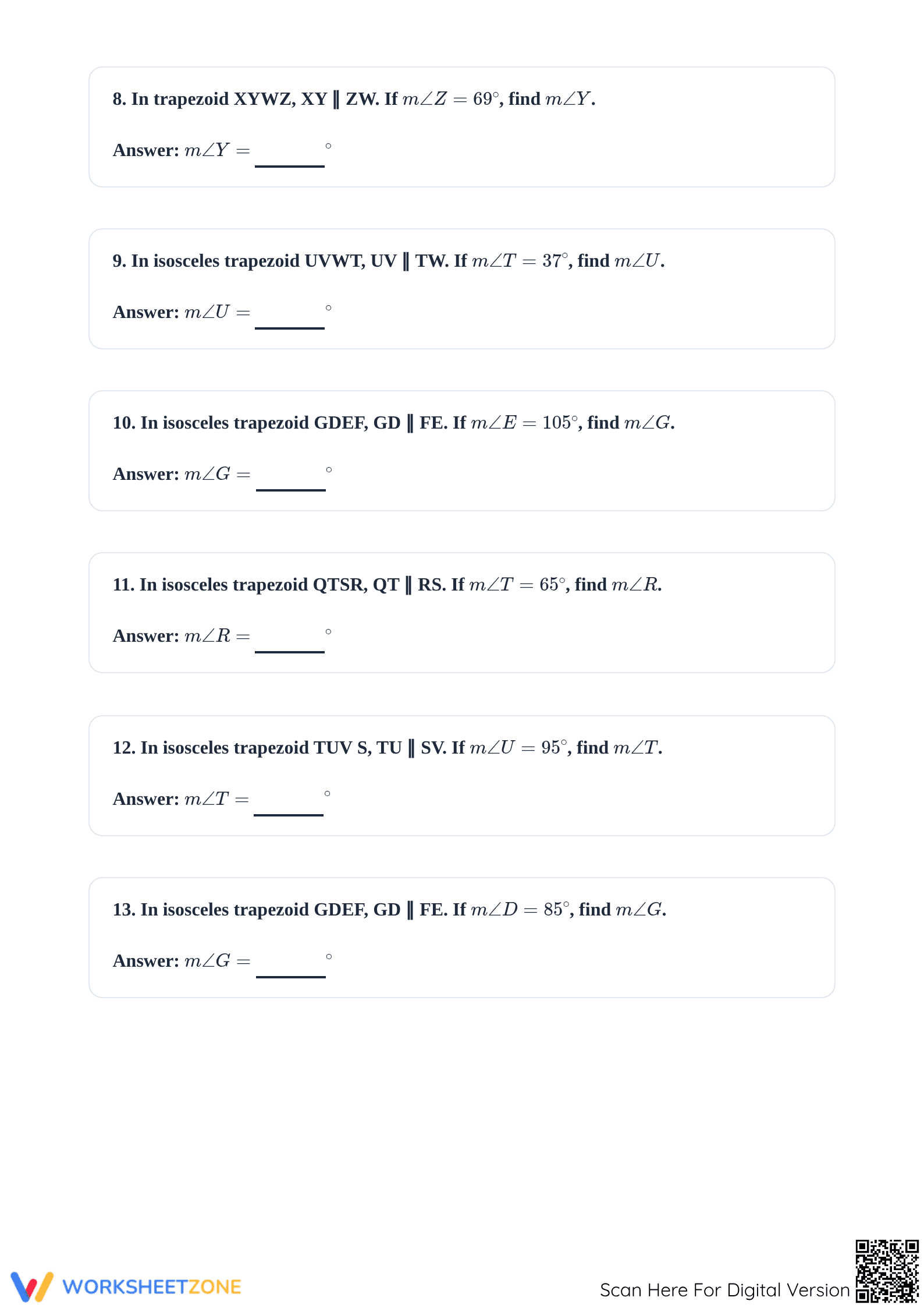 Trapezoid Angles & Diagonals Worksheet | Grade 8 Ready - Page 3