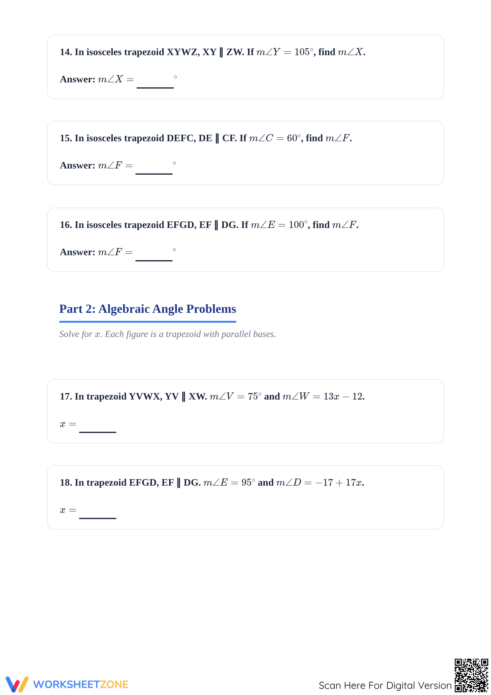 Trapezoid Angles & Diagonals Worksheet | Grade 8 Ready - Page 4