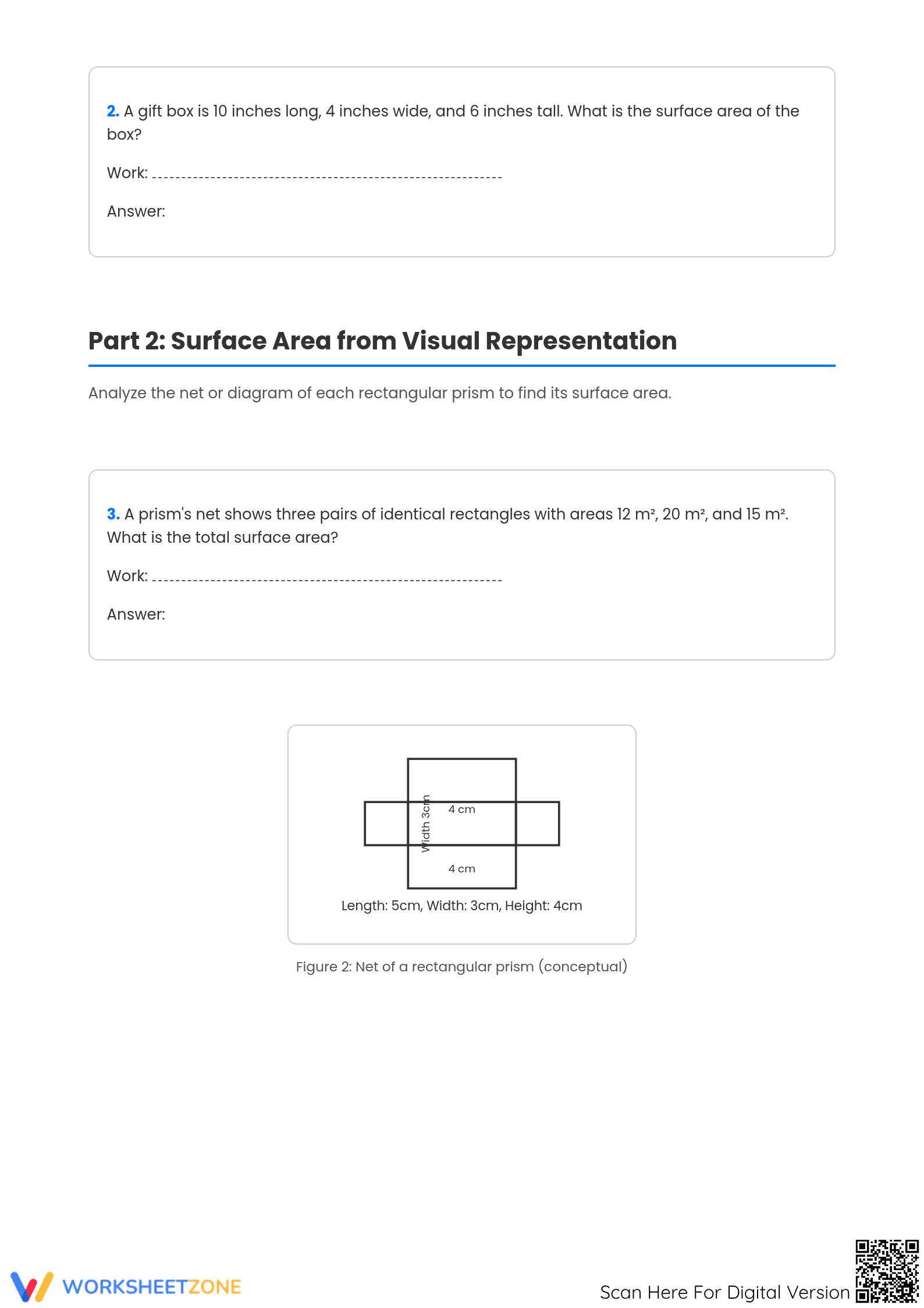 Grade 6-8 Surface Area — Printable No-Prep Worksheet - Page 2