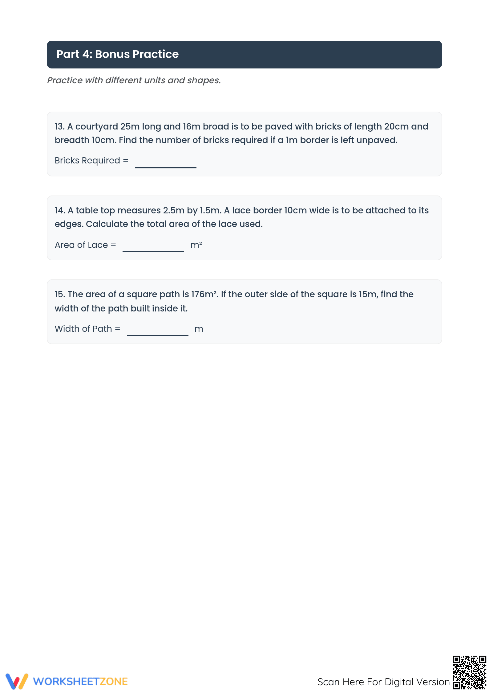 Essential Area of Rectangular Path Worksheet | Grade 7 Math - Page 4